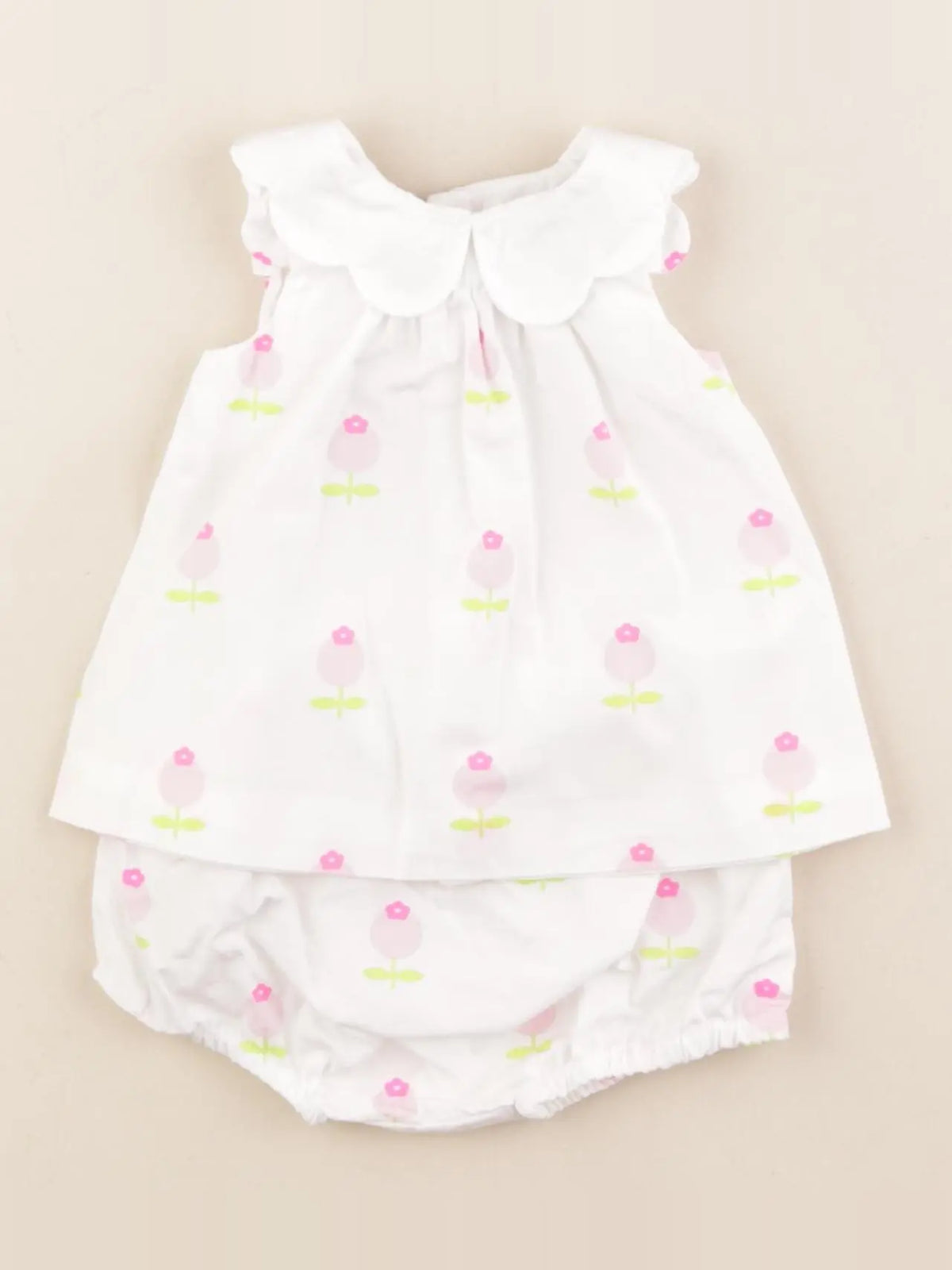 Jacadi - ensemble blanc, rose - 3 mois