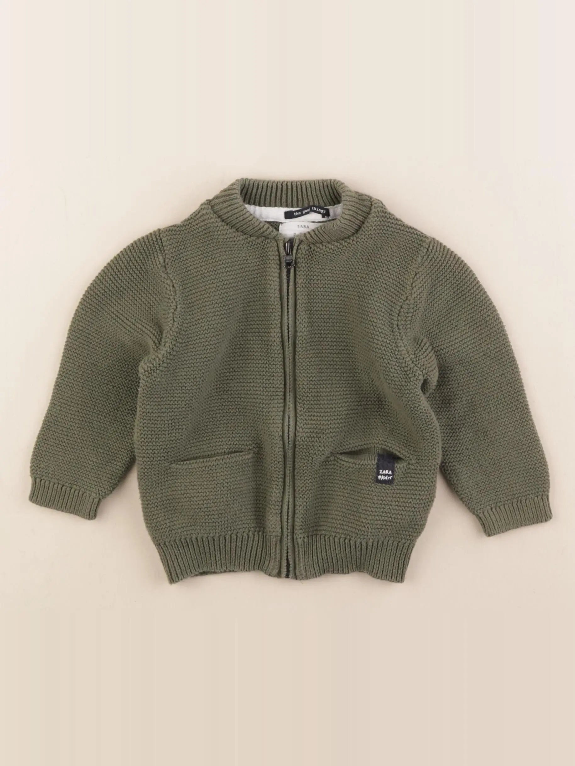 Zara - gilet vert - 12/18 mois