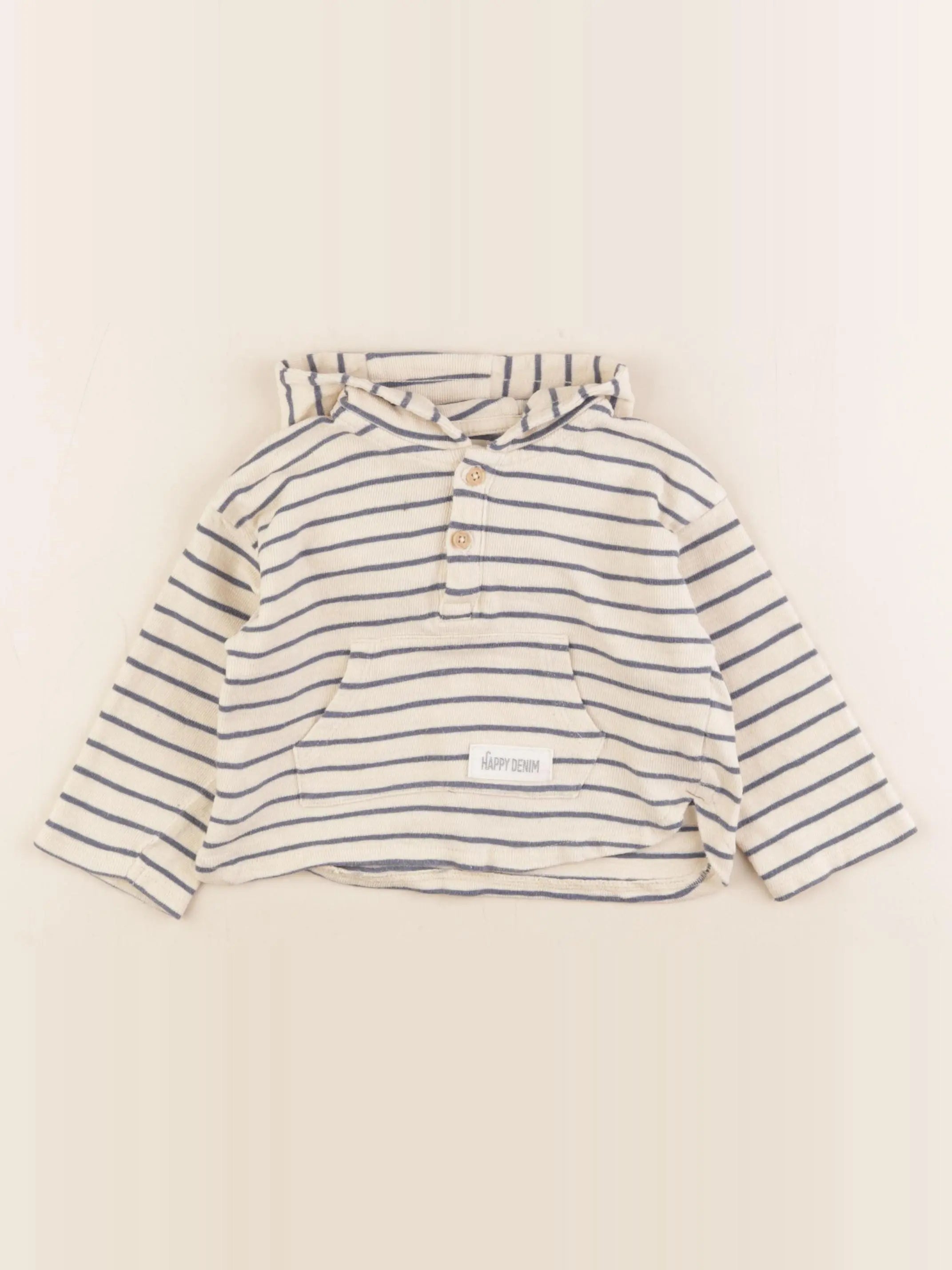 Vertbaudet - tee-shirt beige, bleu - 18 mois