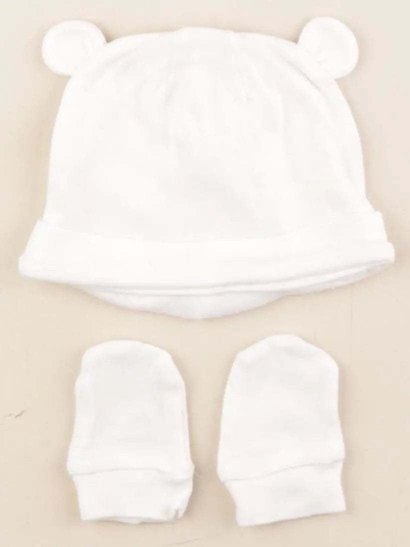 Vertbaudet - ensemble bonnet/moufles blanc - 3 mois