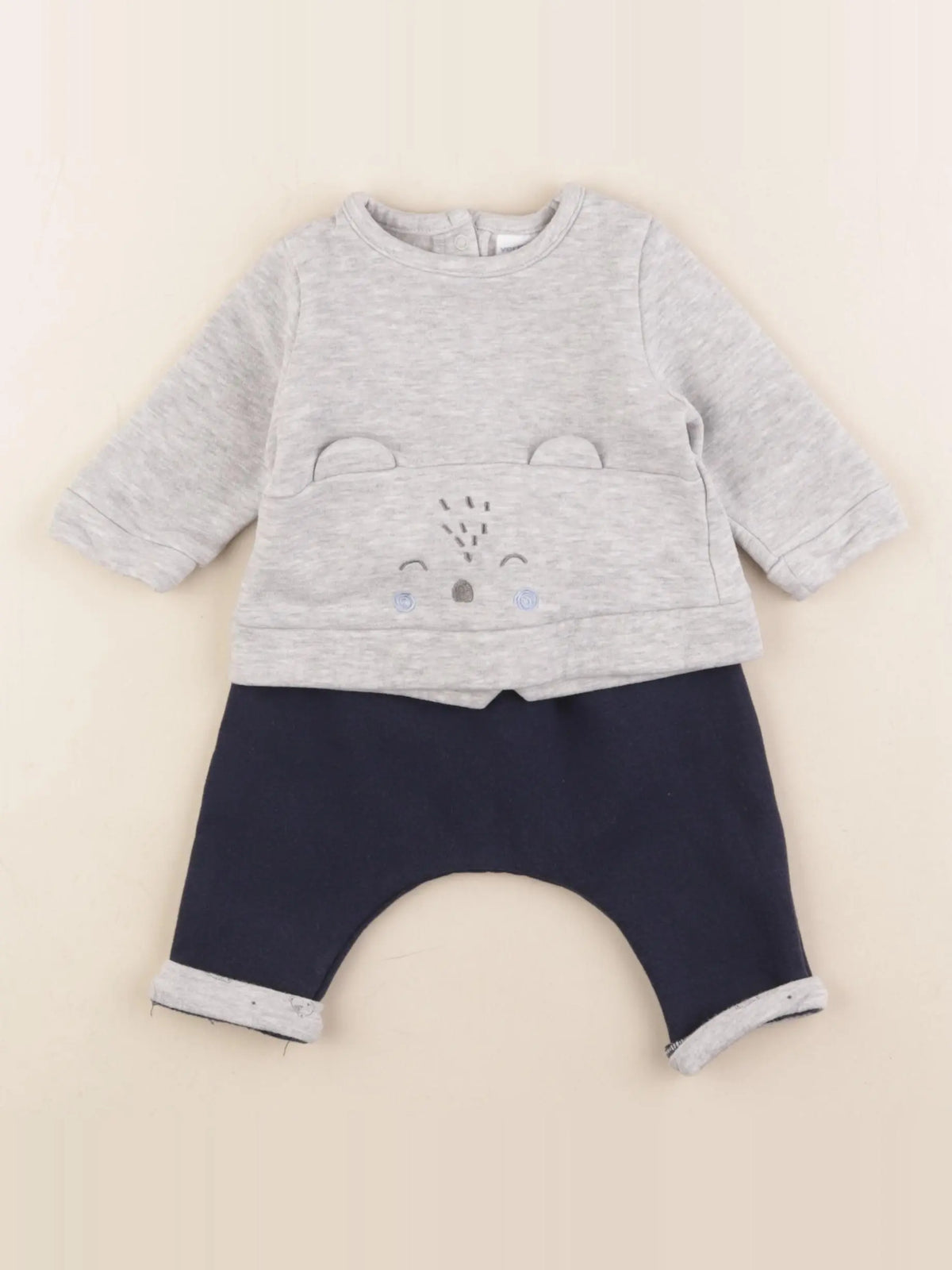 Vertbaudet - ensemble bleu, gris - 3 mois