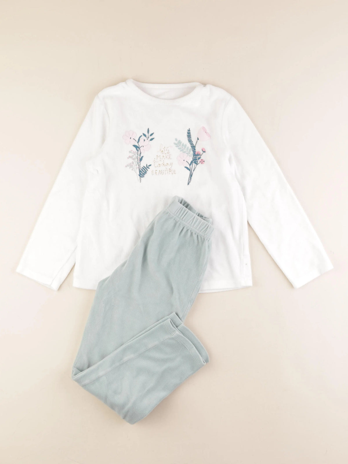 Vertbaudet - pyjama velours multicolore - 10 ans