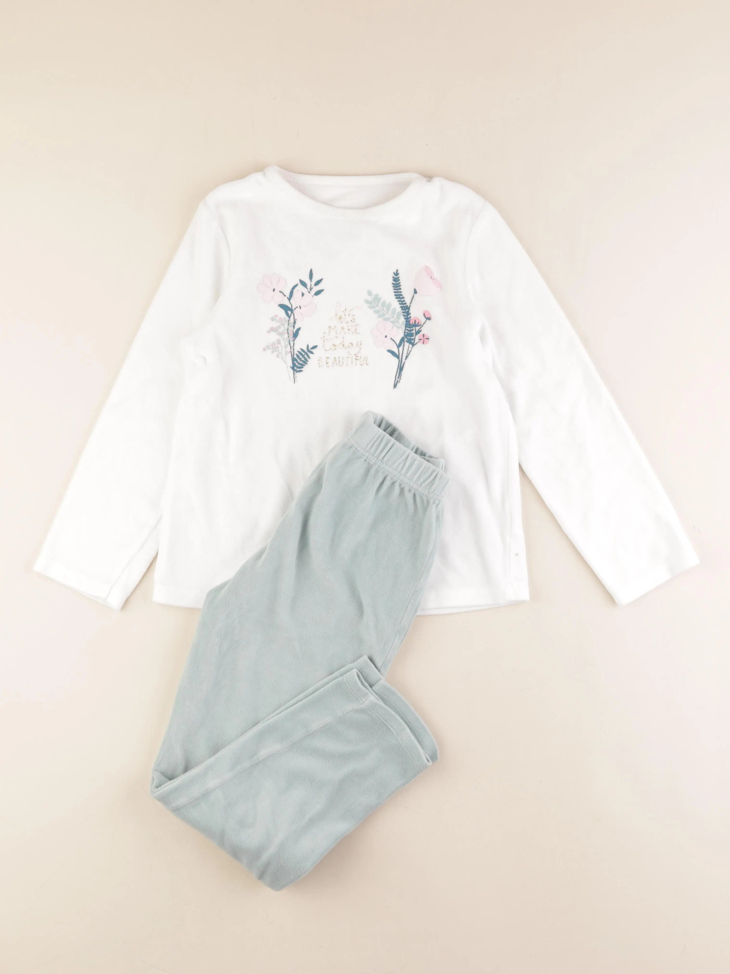 Vertbaudet - pyjama velours multicolore - 10 ans