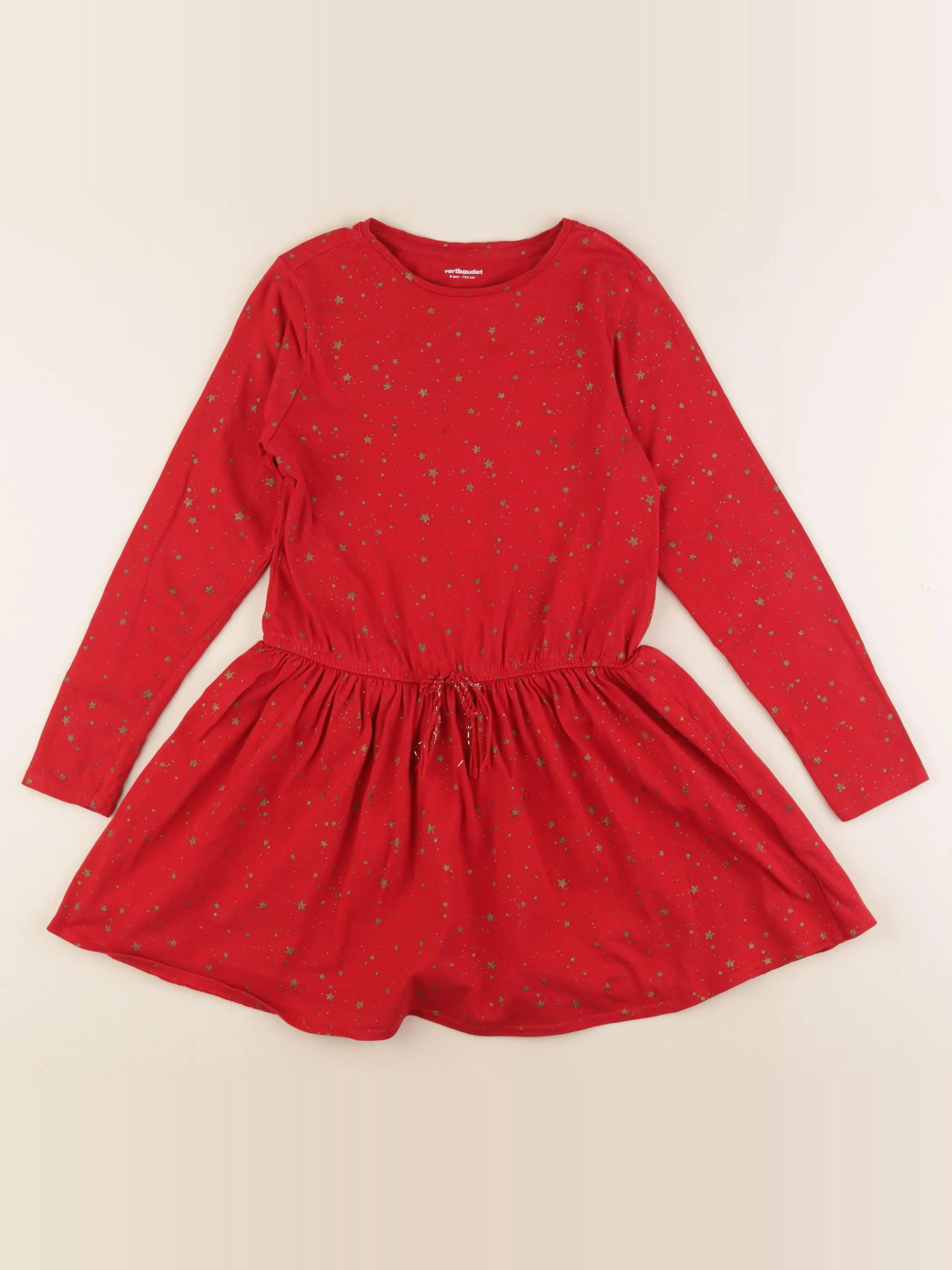 Vertbaudet - robe rouge, or - 9 ans