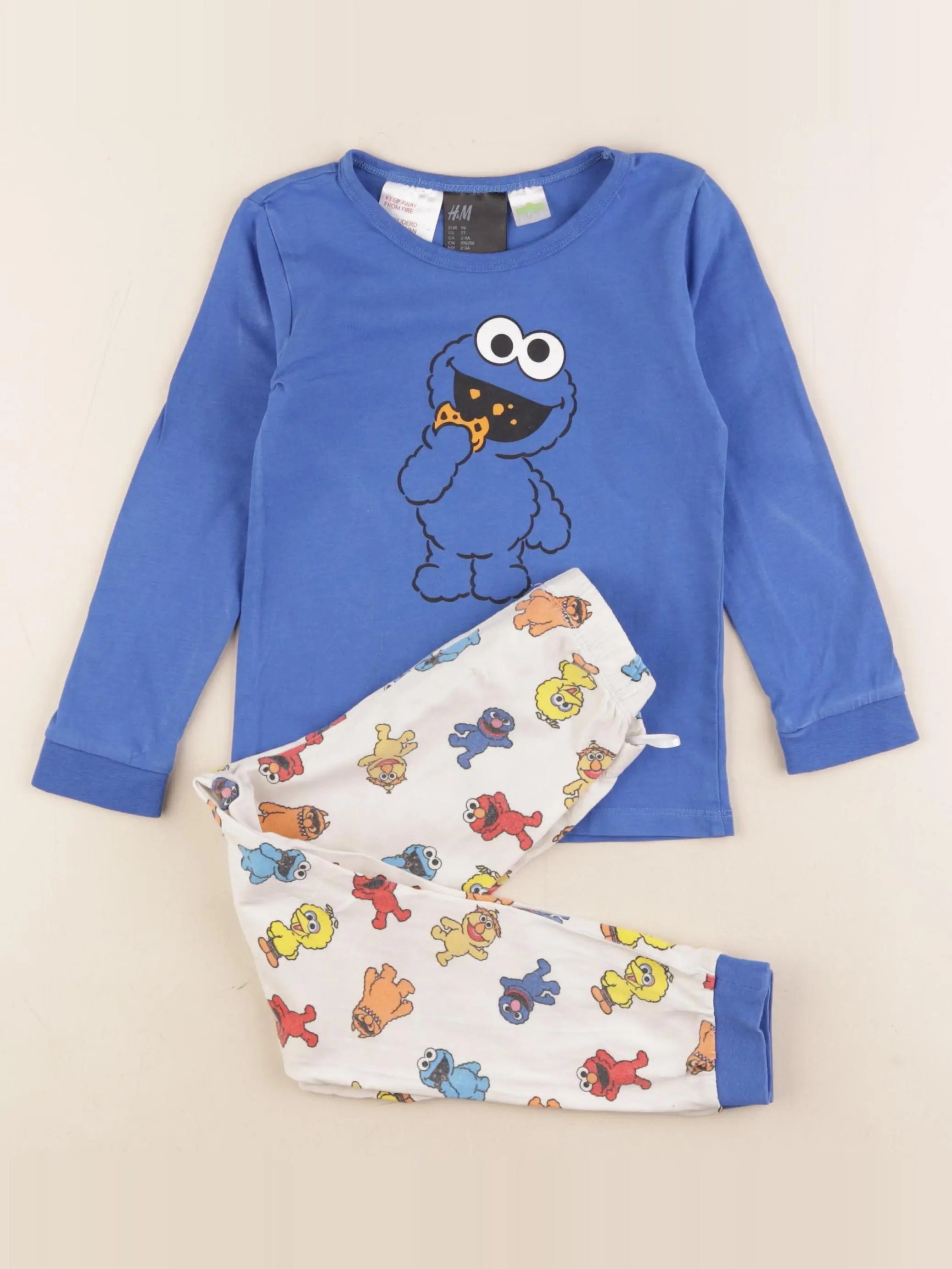 H&M - pyjama coton multicolore - 2/3 ans