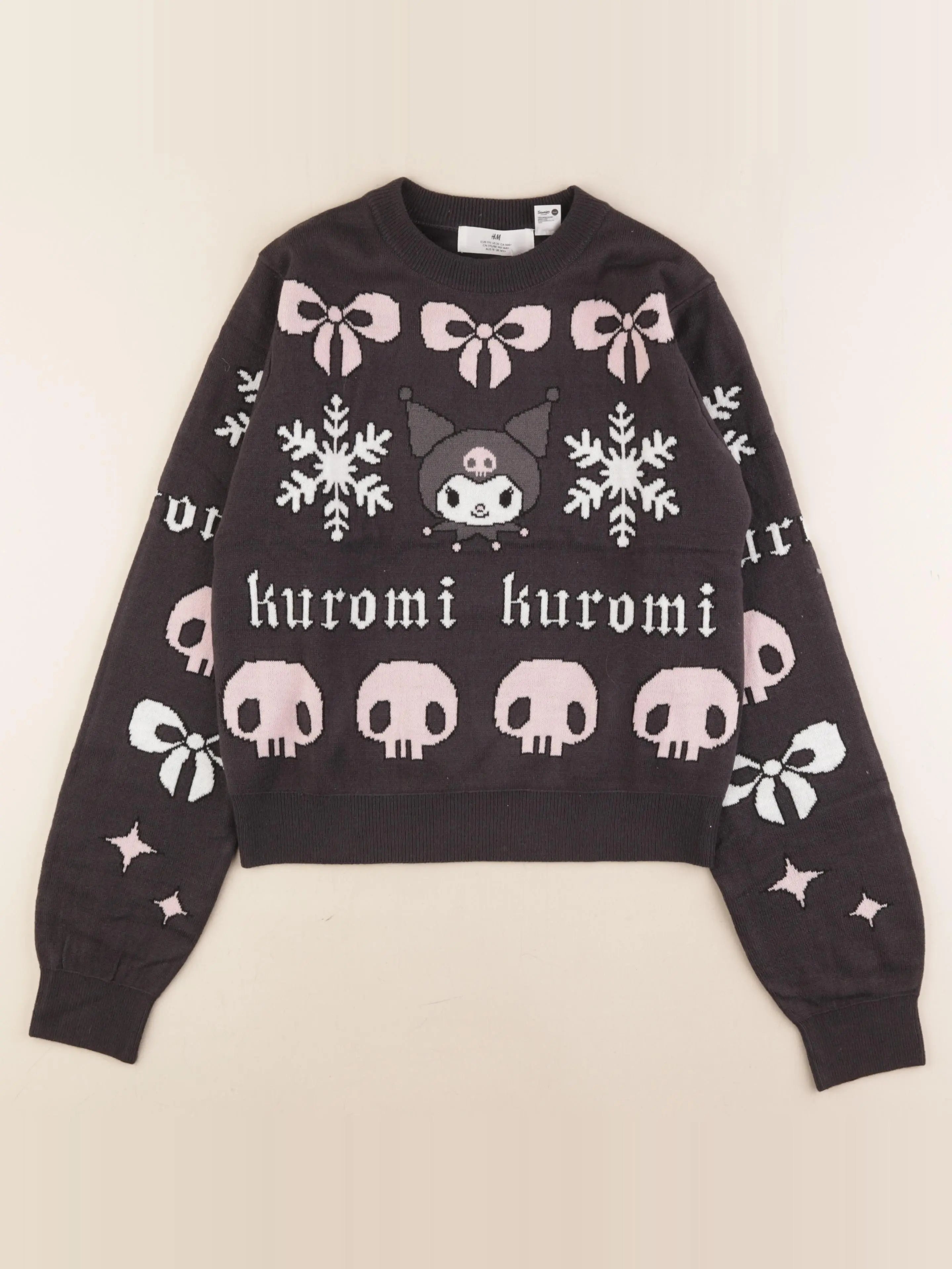 H&M - pull gris, rose - 14 ans