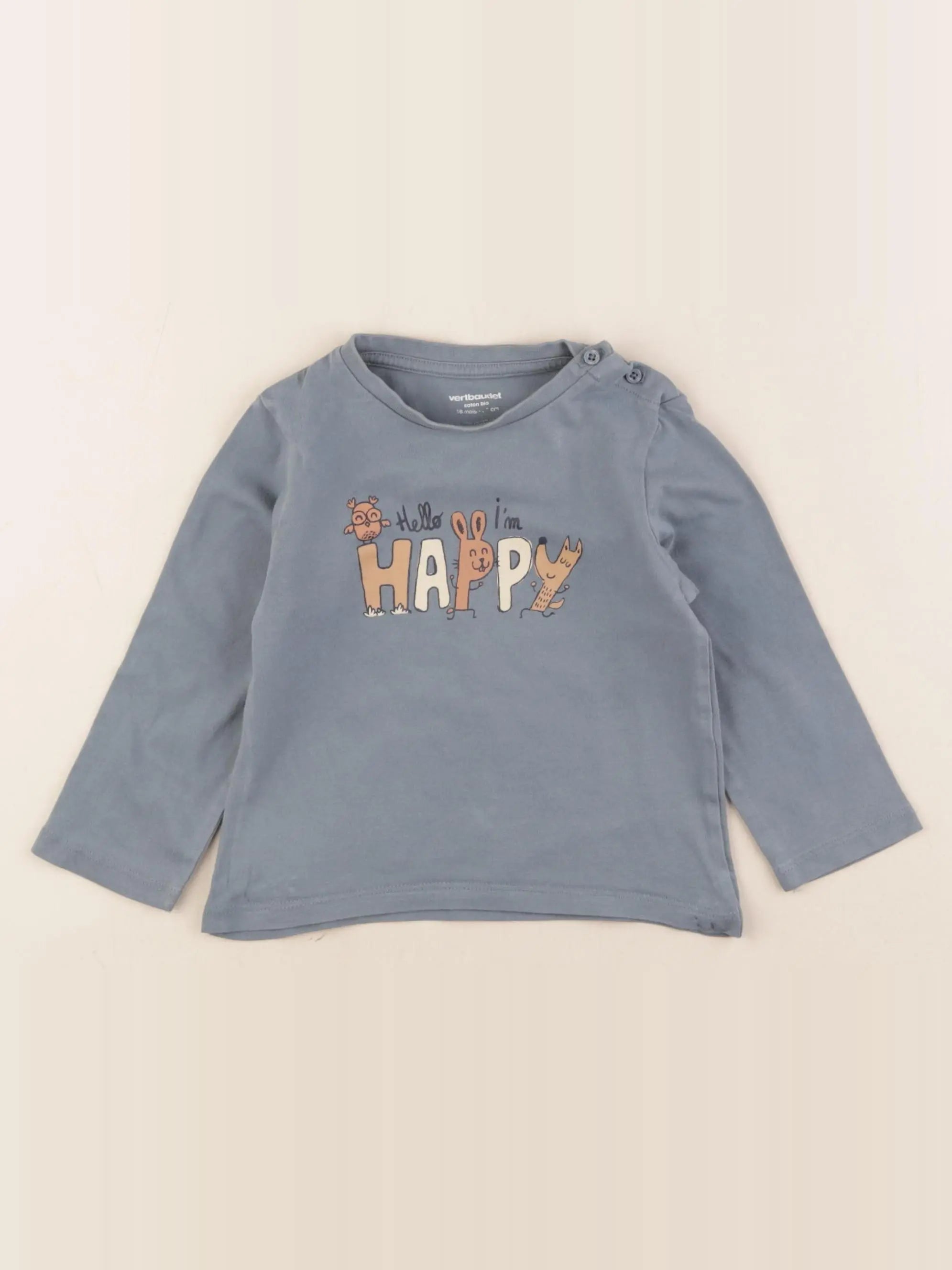 Vertbaudet - tee-shirt bleu - 18 mois