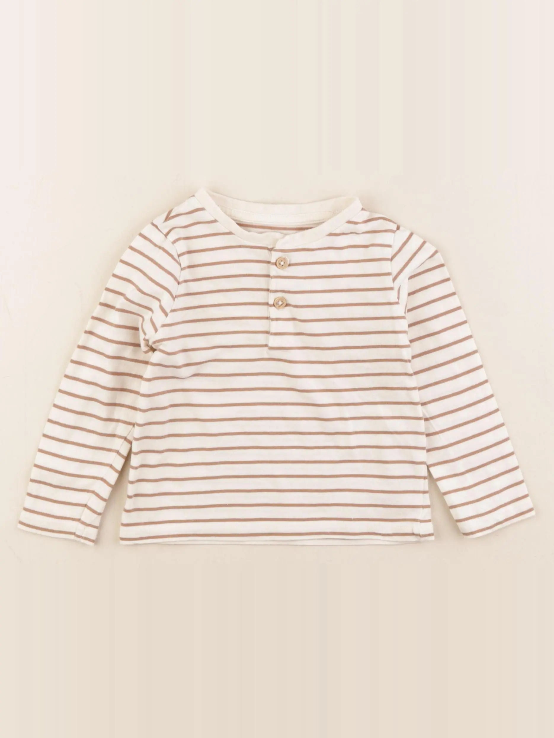 Vertbaudet - tee-shirt beige, marron - 18 mois