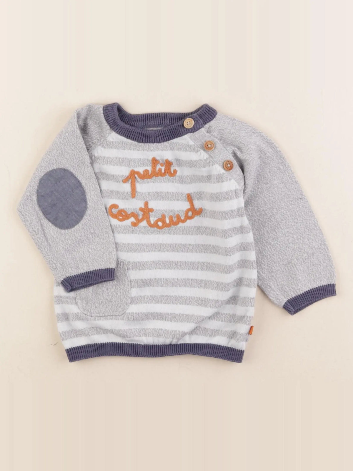 Cadet Rousselle - pull gris, bleu - 6 mois