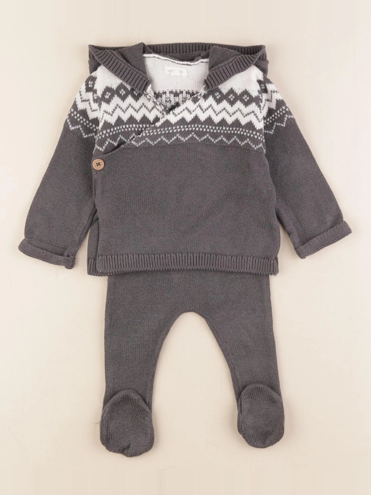 Vertbaudet - ensemble gris - 9 mois