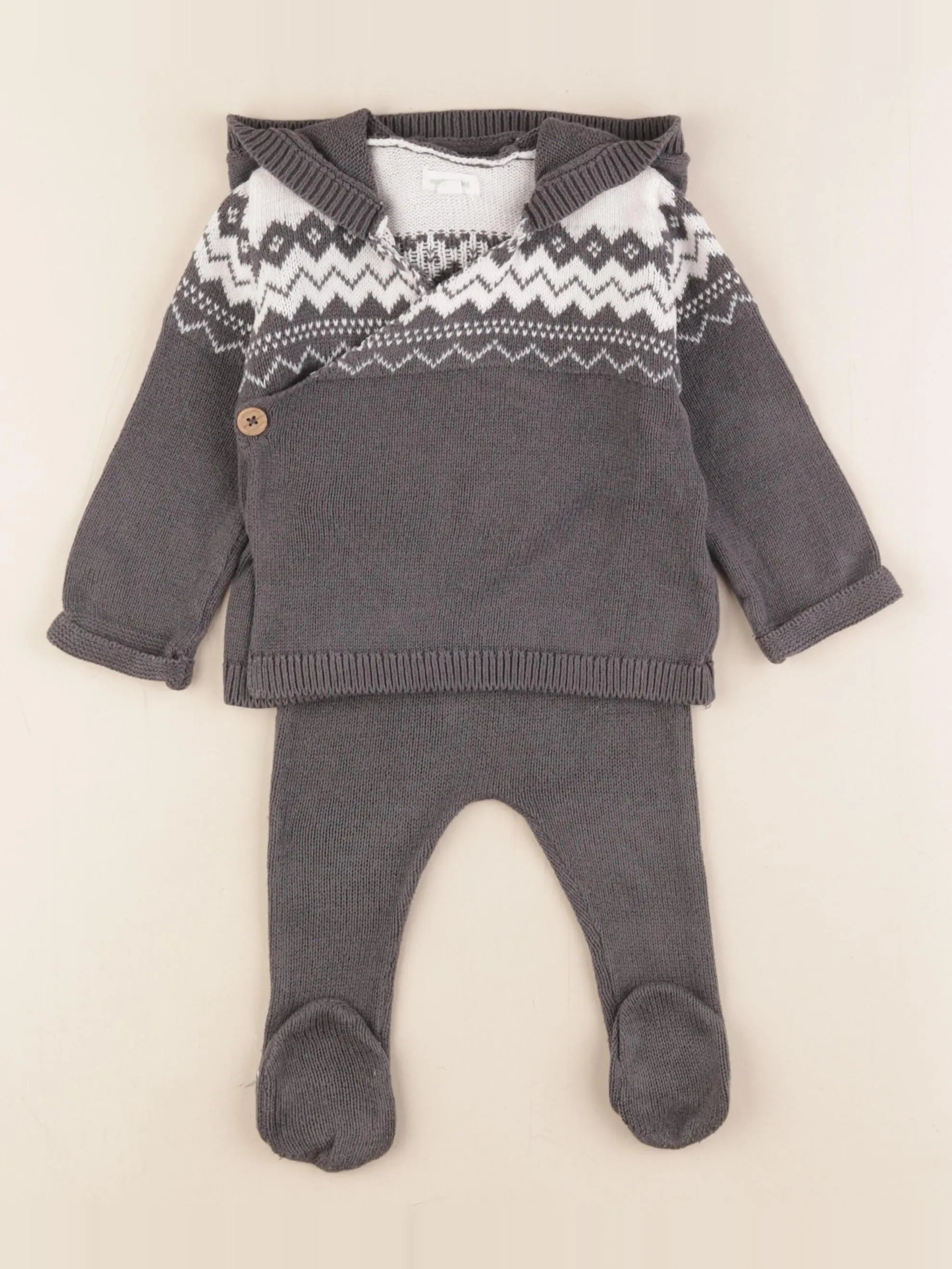 Vertbaudet - ensemble gris - 9 mois