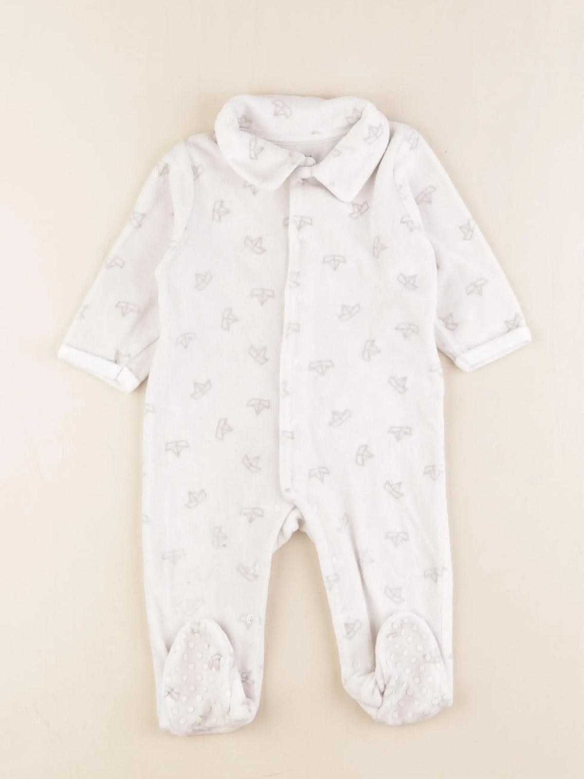 Vertbaudet - pyjama velours blanc - 9 mois