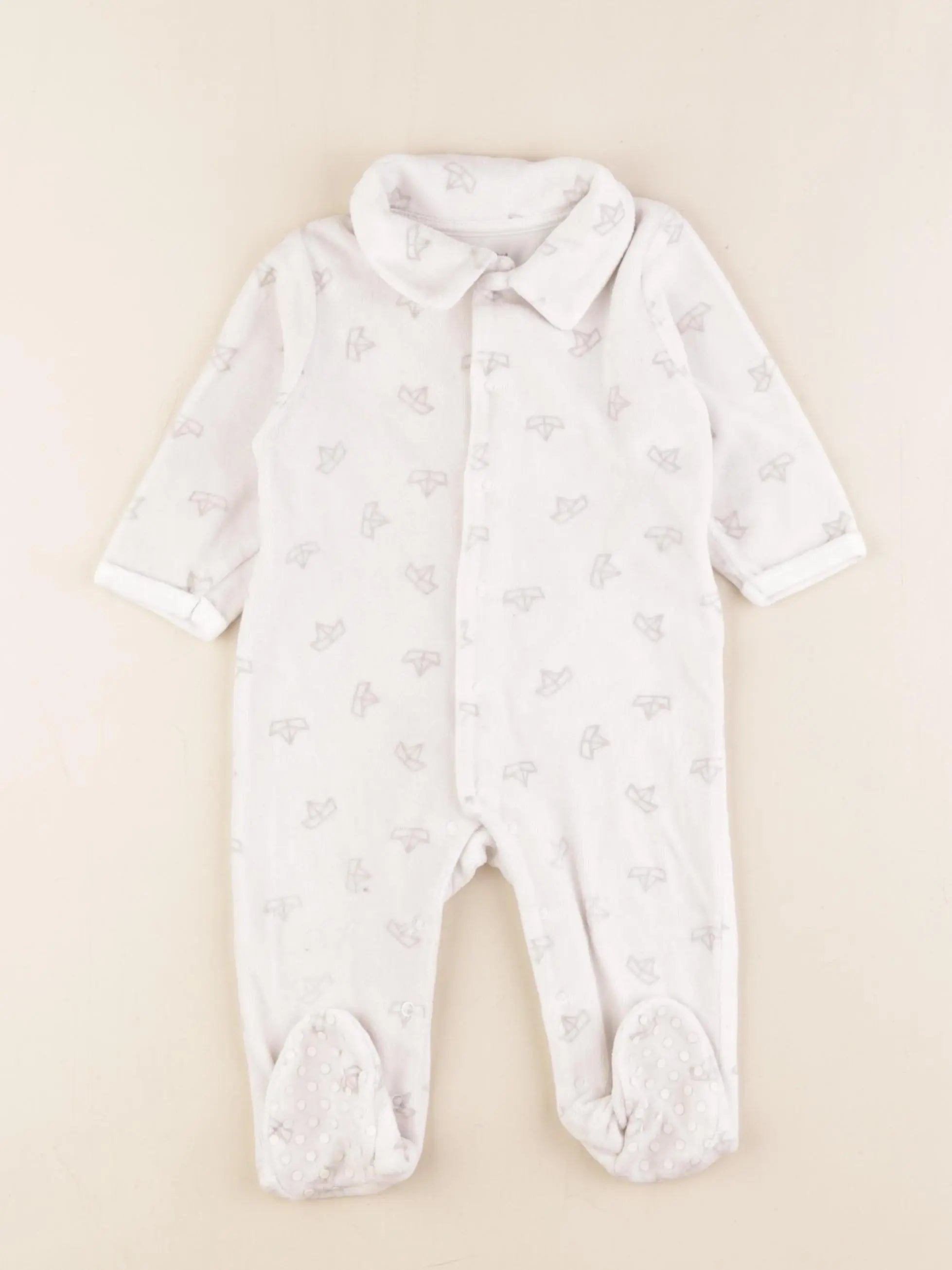 Vertbaudet - pyjama velours blanc - 9 mois