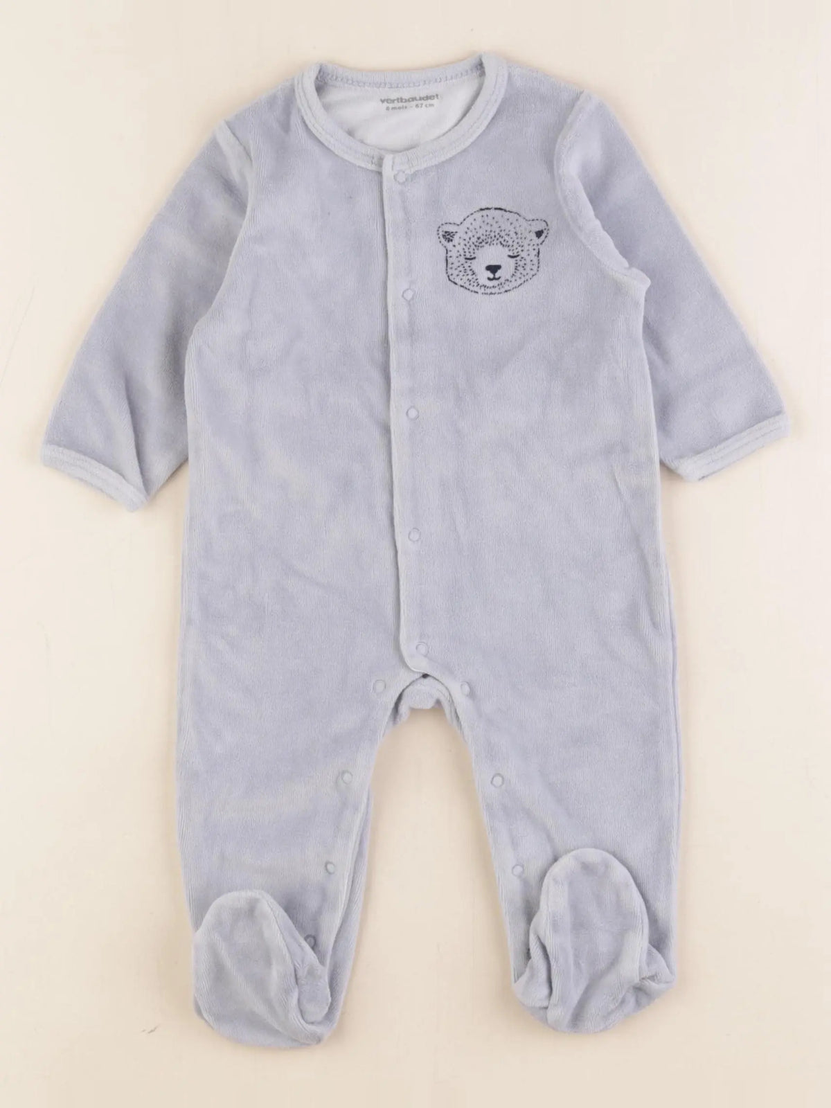 Vertbaudet - pyjama velours bleu - 6 mois