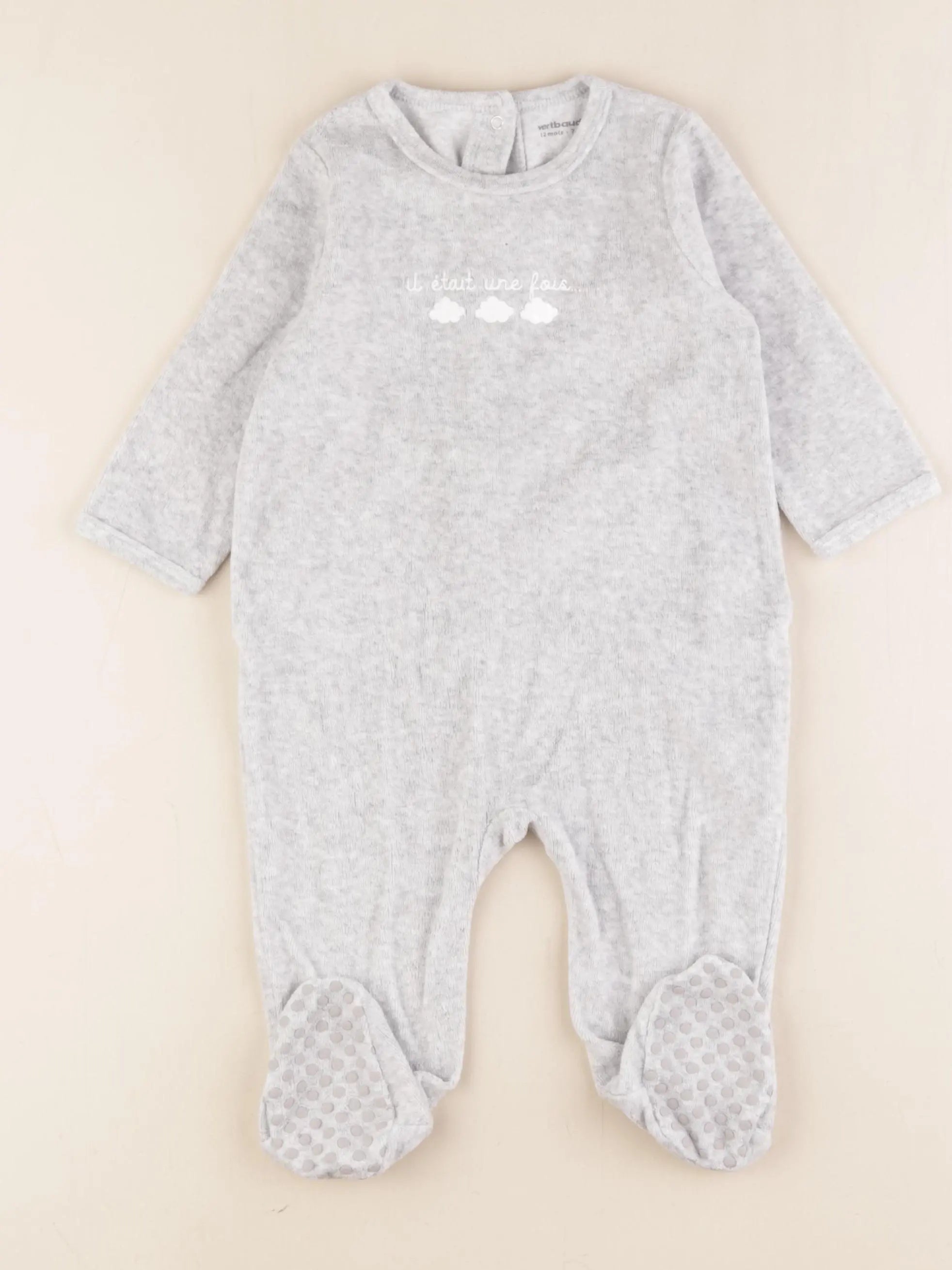 Vertbaudet - pyjama velours gris - 12 mois