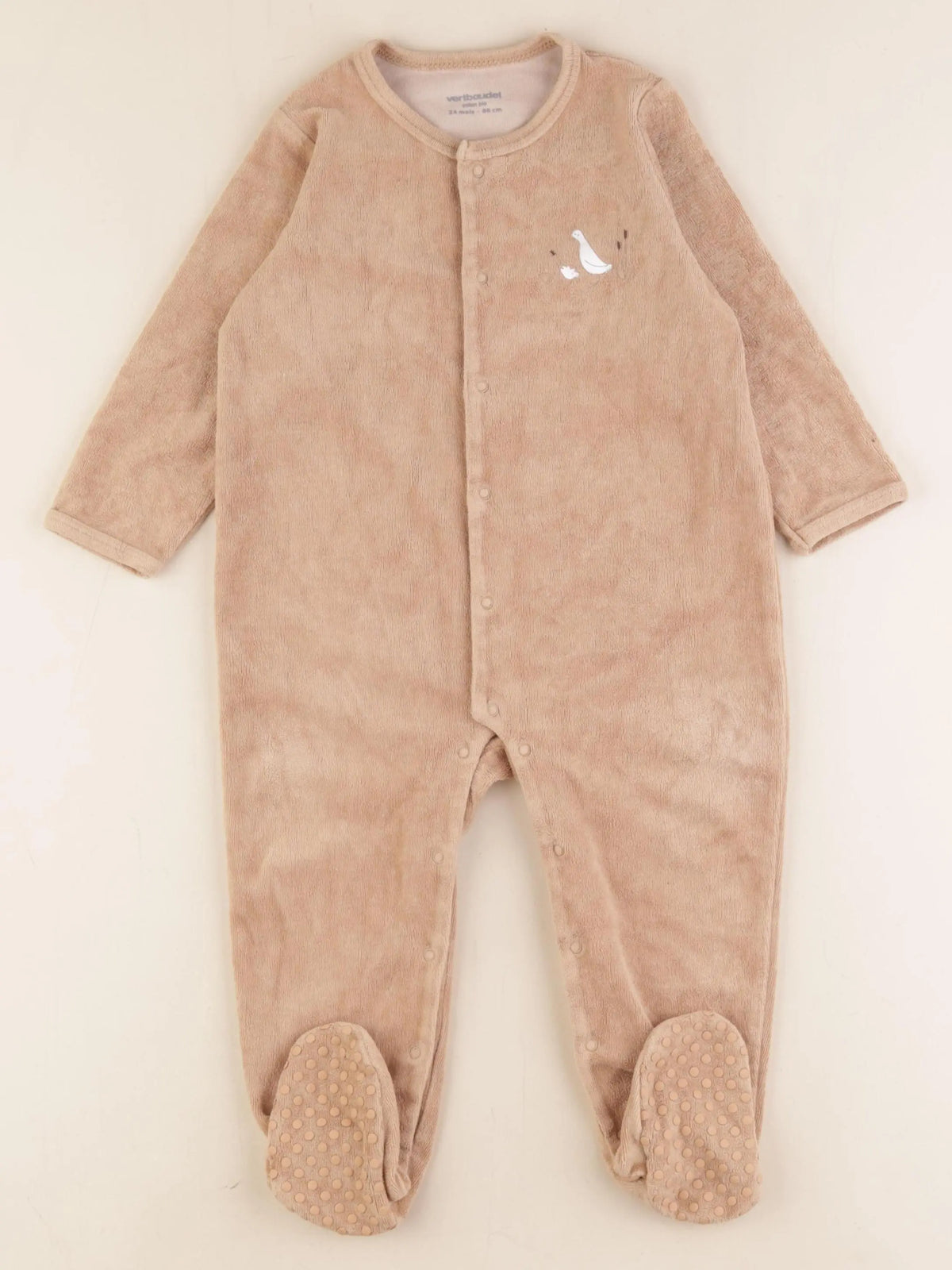 Vertbaudet - pyjama velours marron - 24 mois