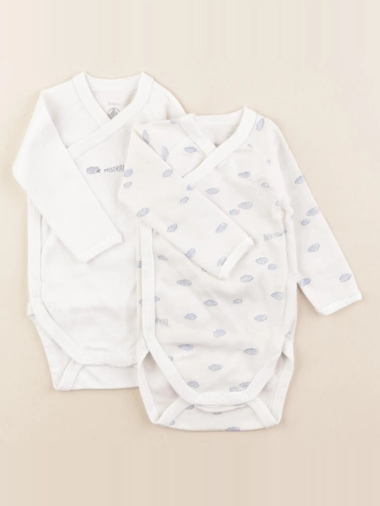 Petit Bateau - lot de 2 bodies en coton bleu - 3 mois