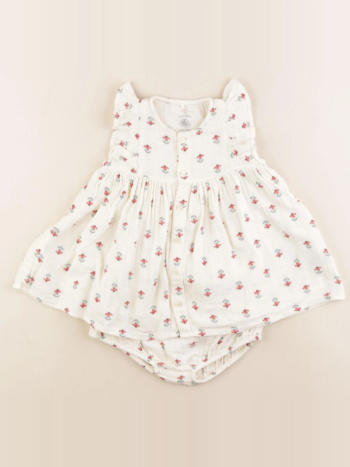 Petit Bateau - robe beige - 12 mois
