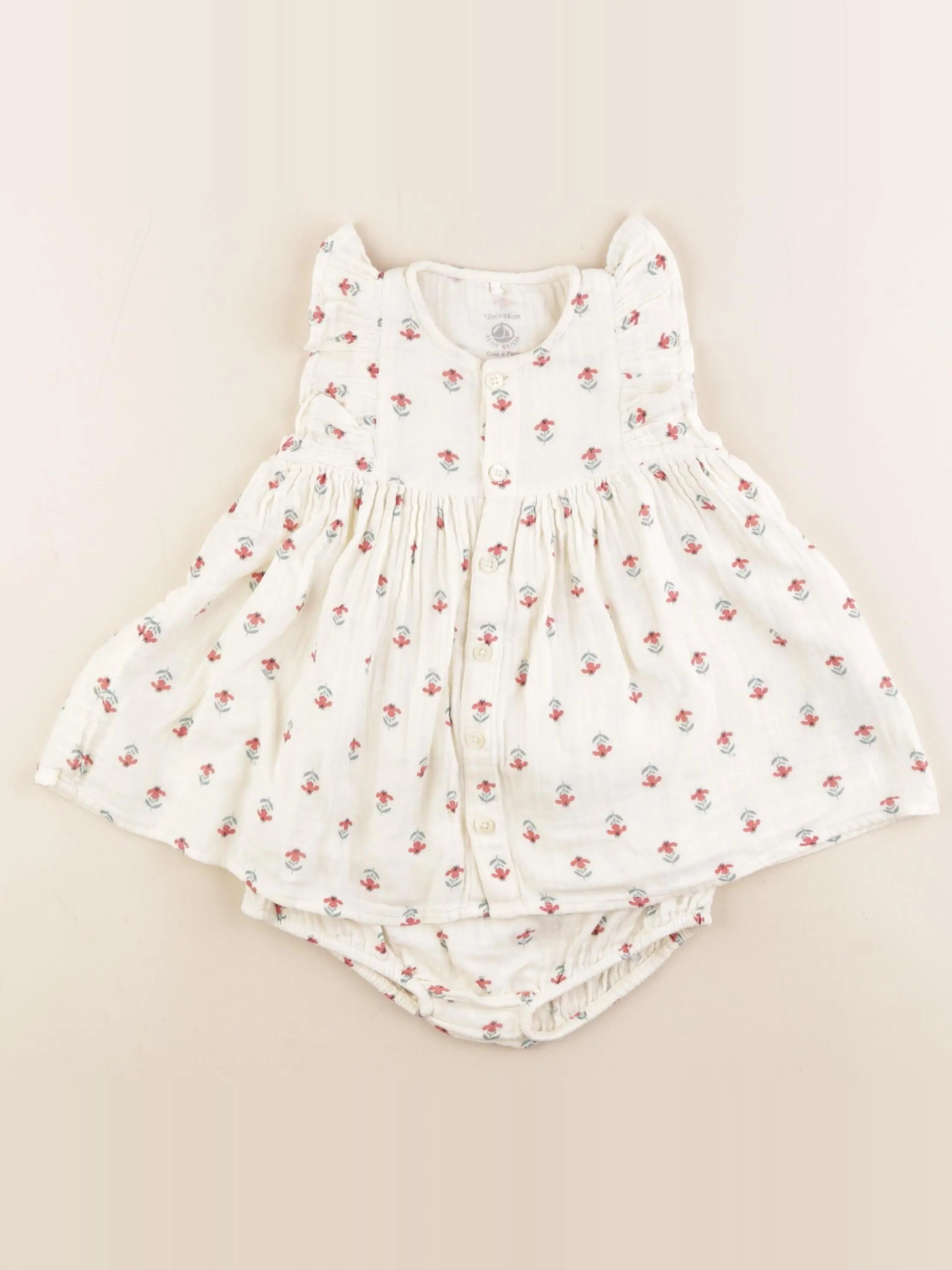Petit Bateau - robe beige - 12 mois