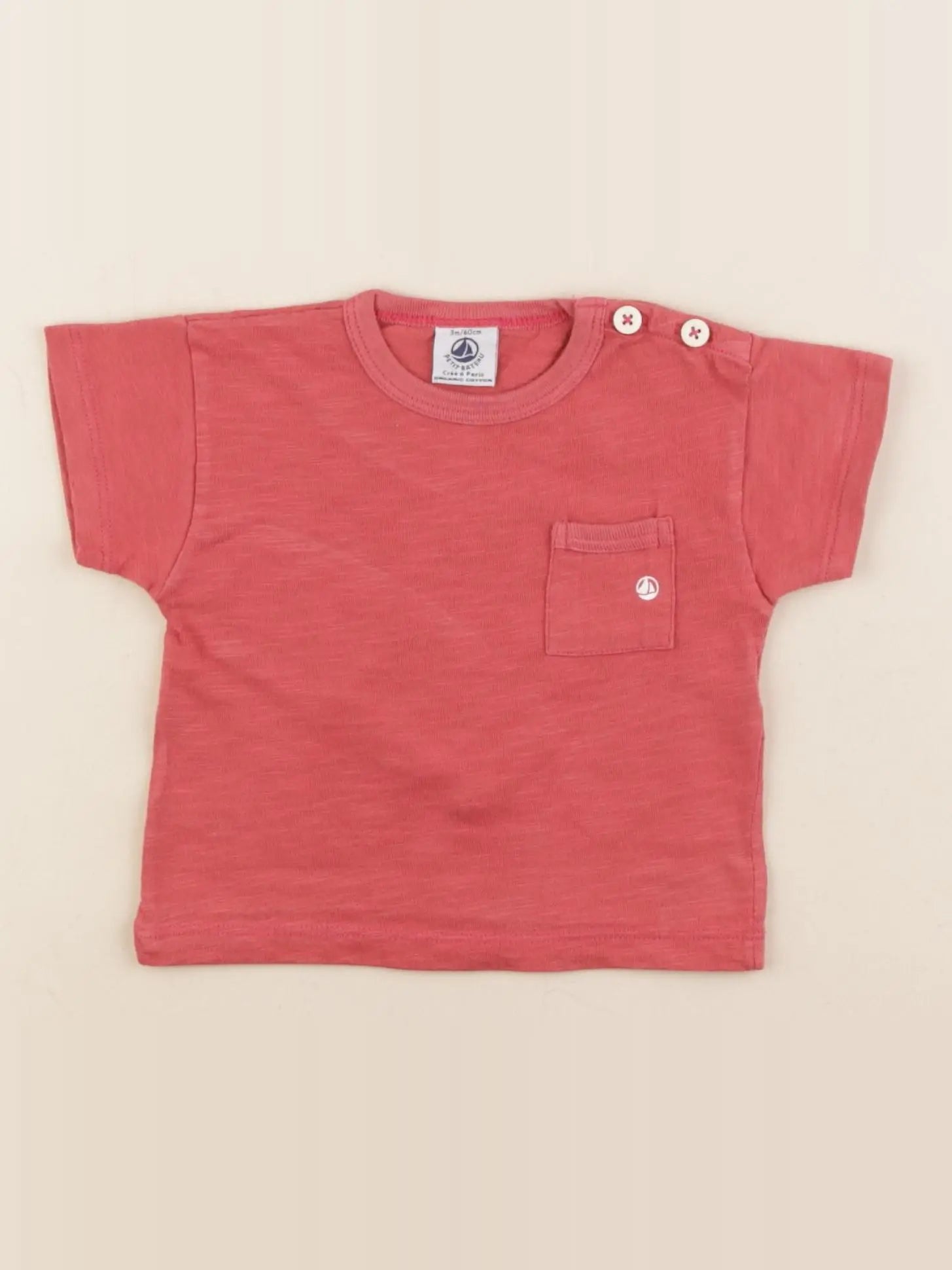 Petit Bateau - tee-shirt rouge - 3 mois