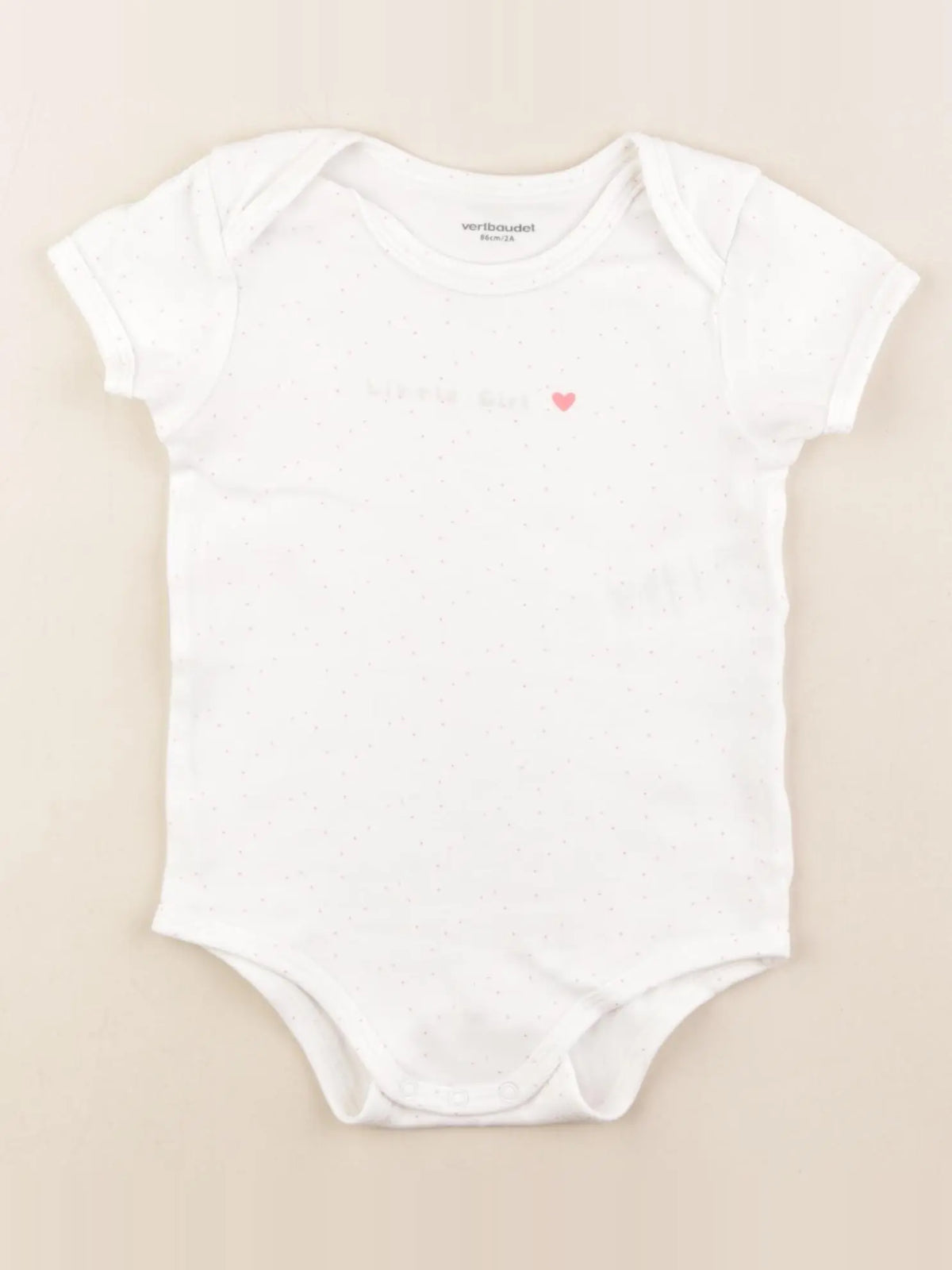 Vertbaudet - body rose, blanc - 2 ans