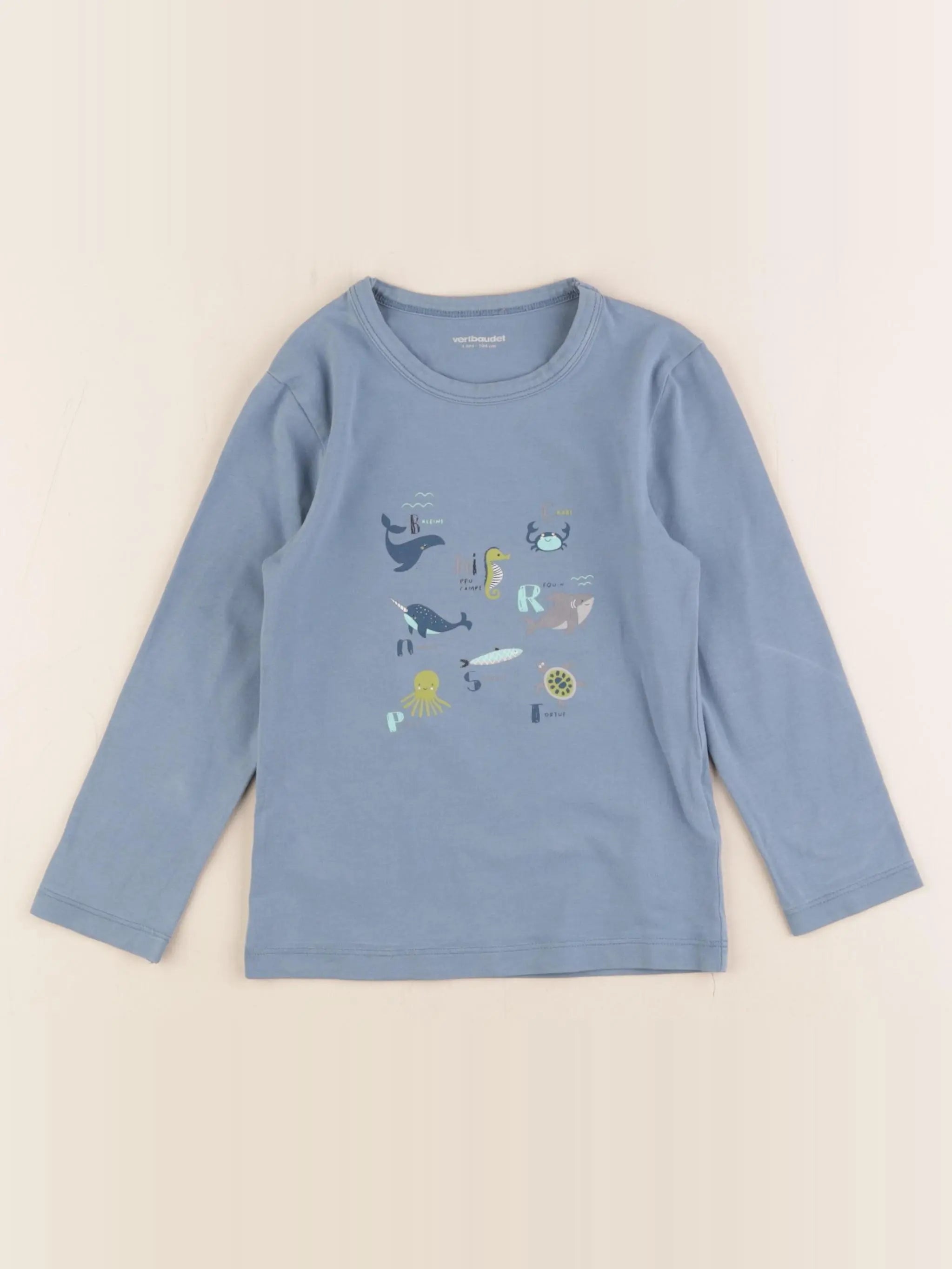Vertbaudet - tee-shirt bleu - 4 ans