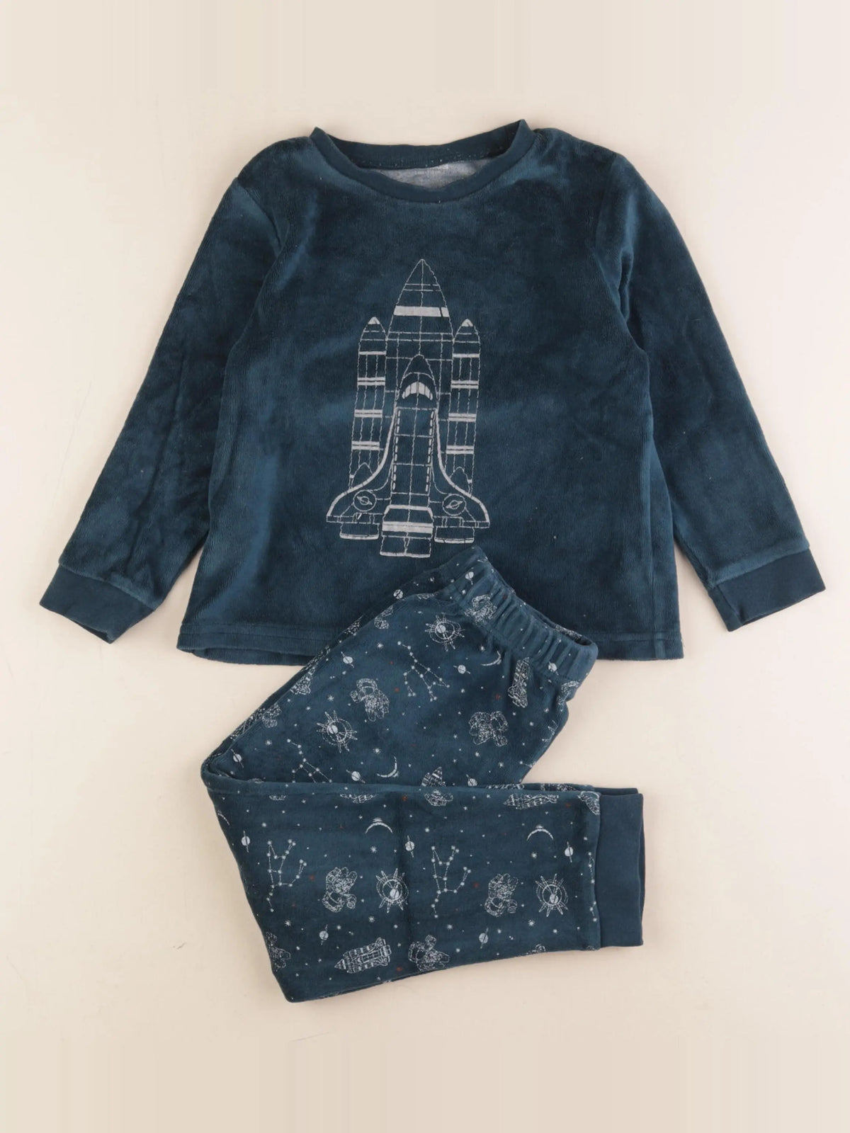 Vertbaudet - pyjama velours vert - 5 ans