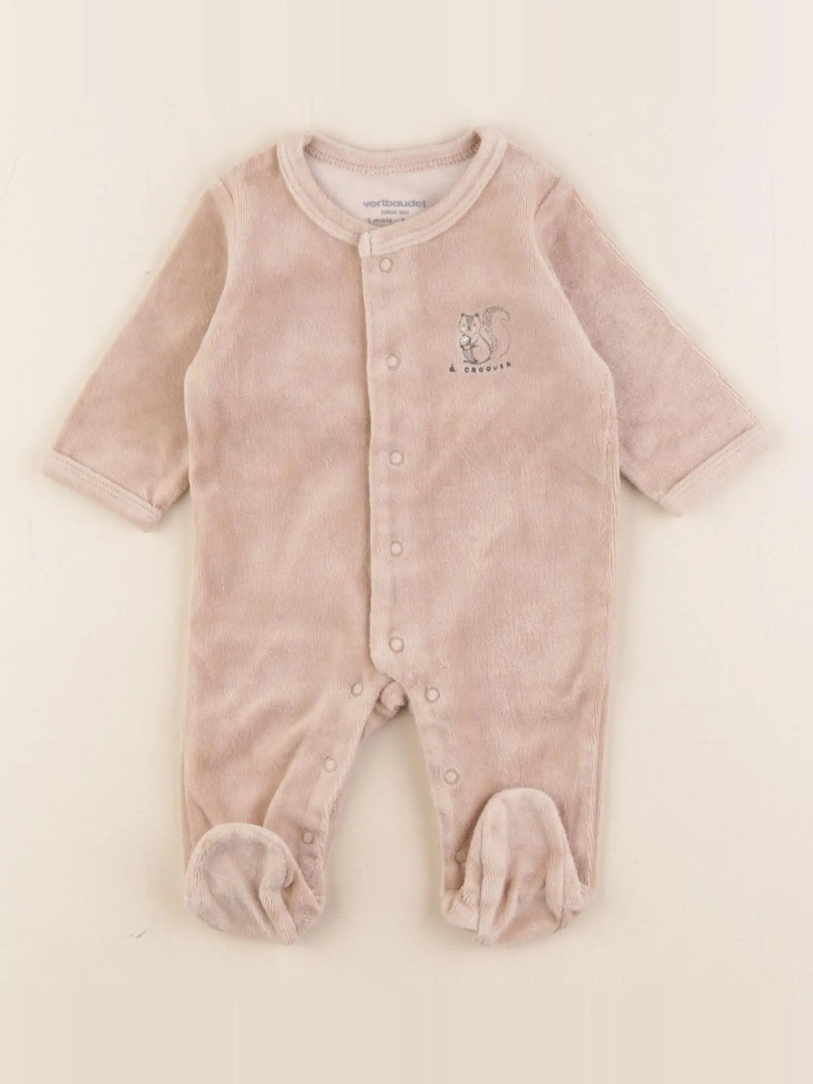 Vertbaudet - pyjama velours marron - 1 mois
