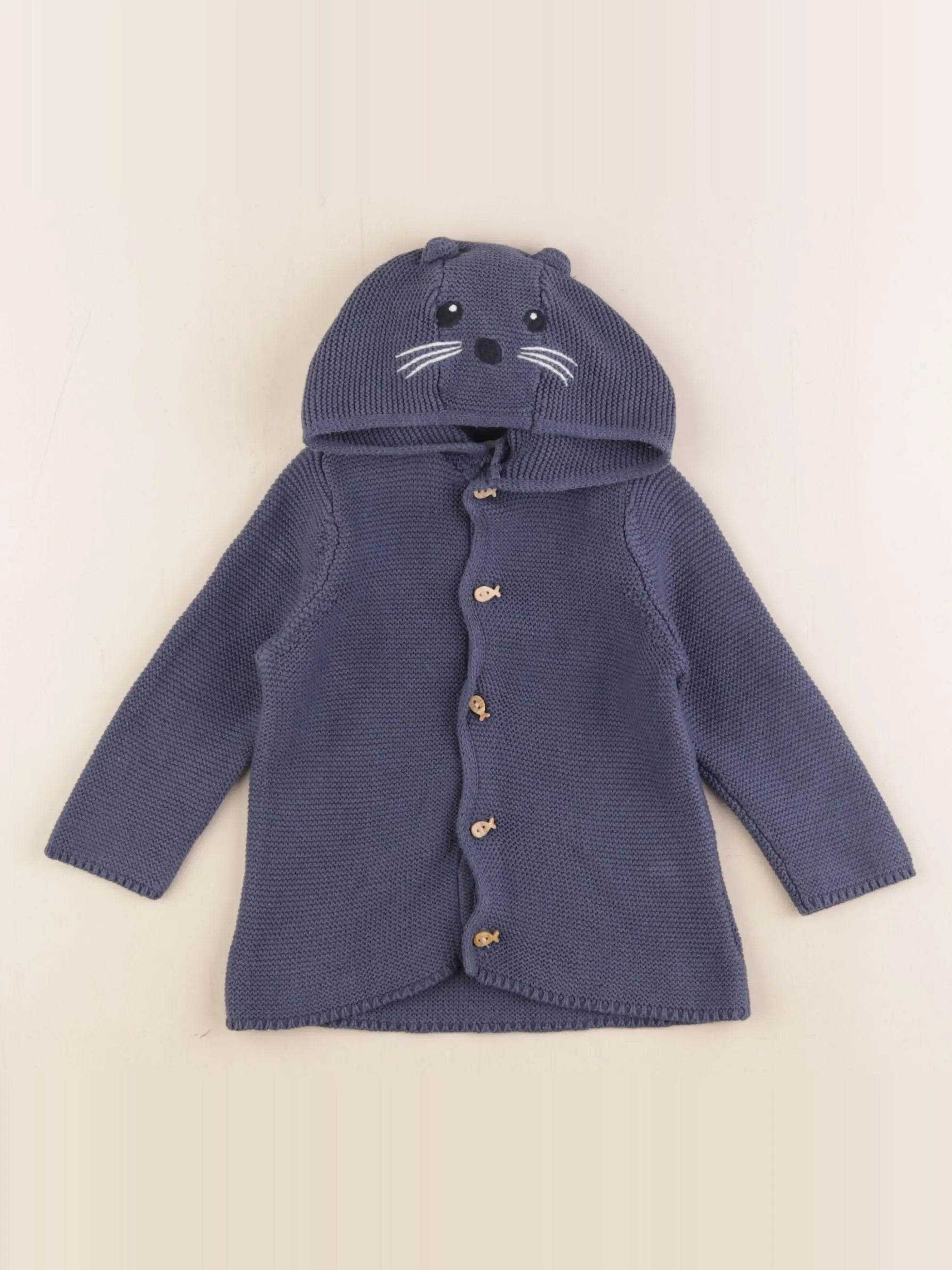 Vertbaudet - gilet bleu - 12 mois