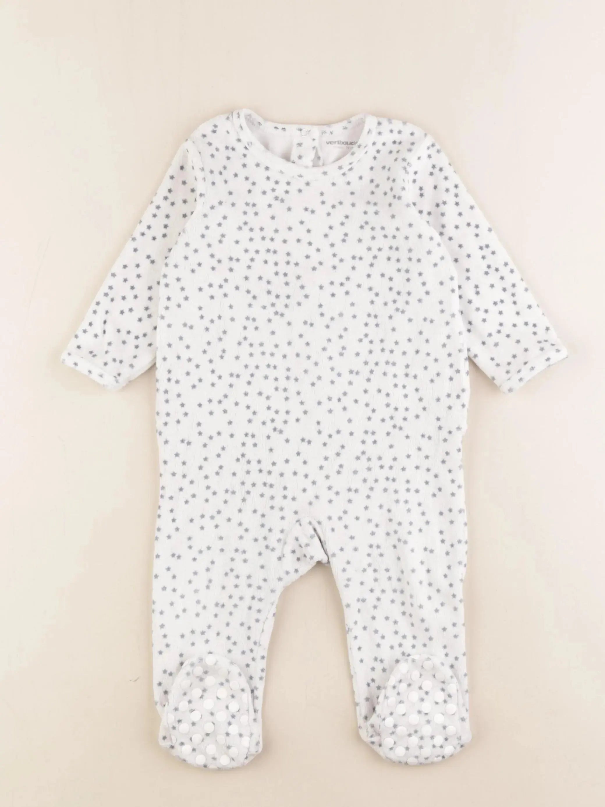 Vertbaudet - pyjama velours blanc, bleu - 12 mois