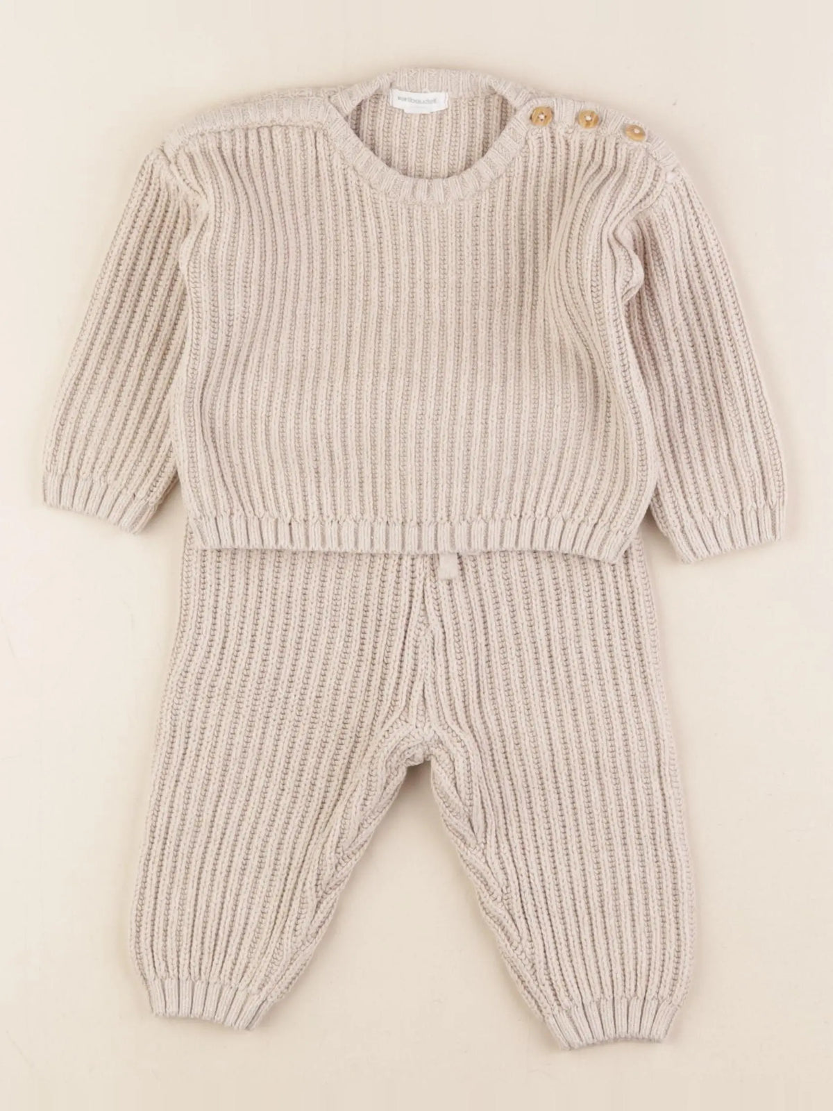 Vertbaudet - ensemble beige - 6 mois