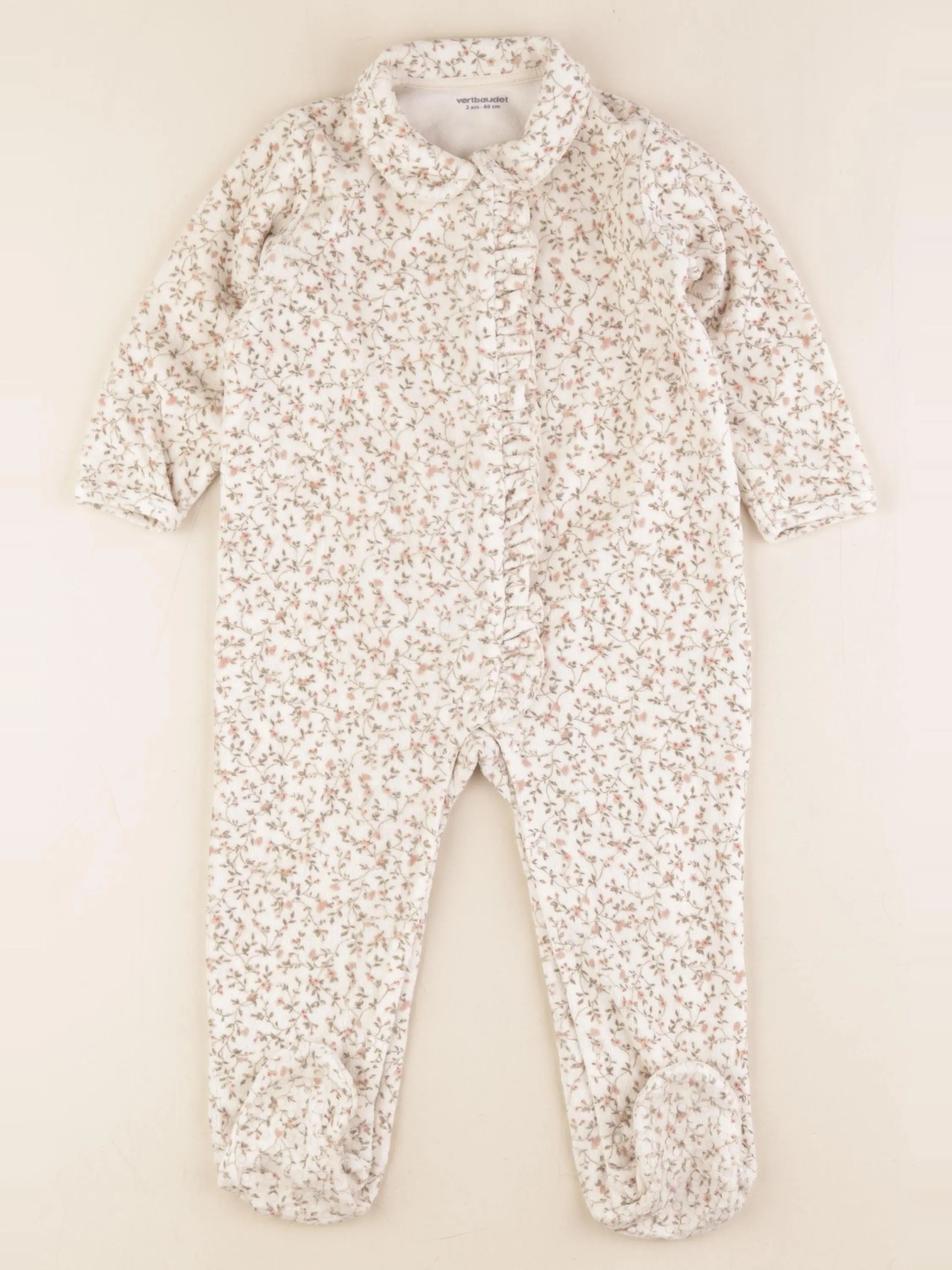 Vertbaudet - pyjama velours beige - 2 ans