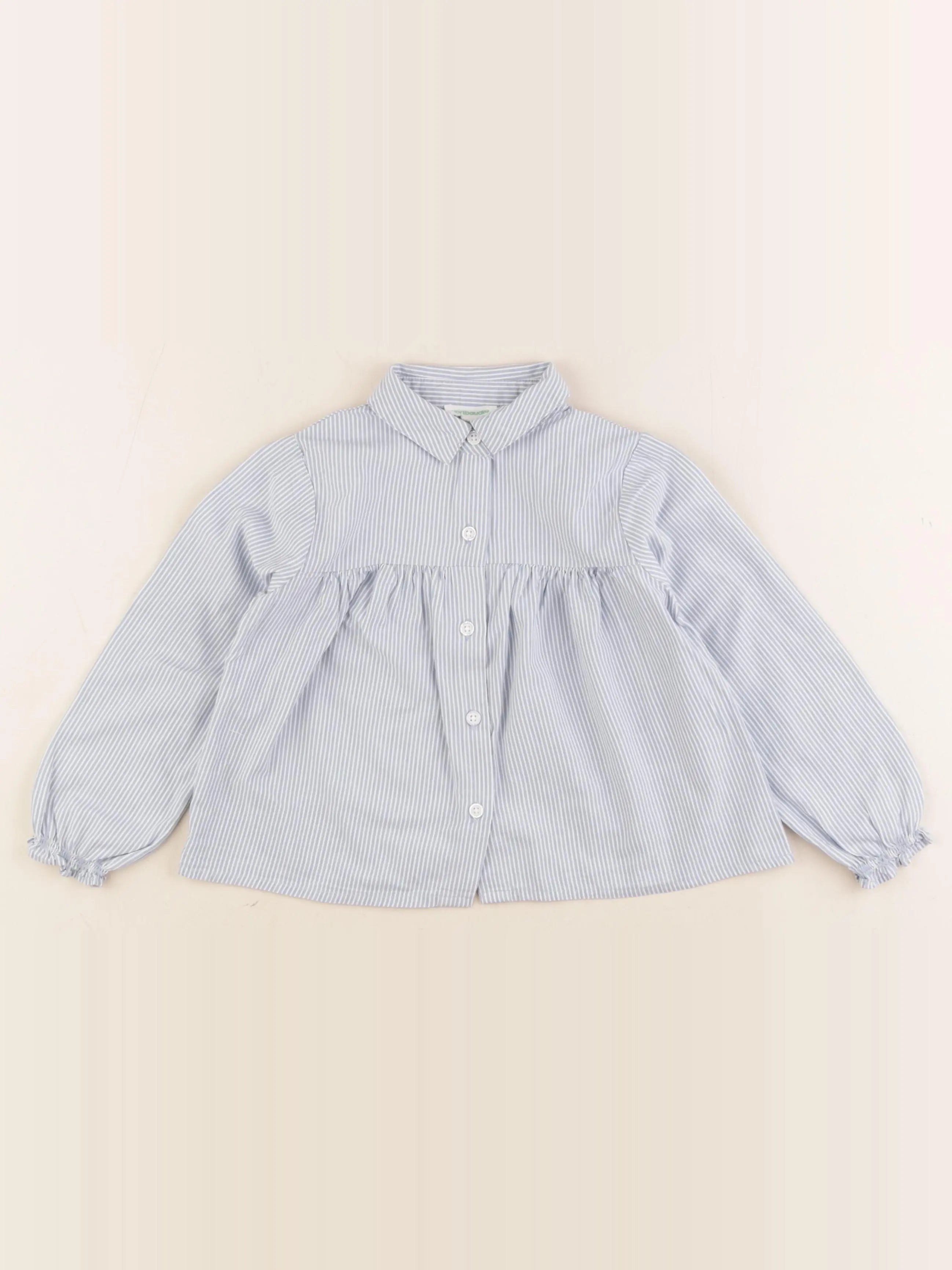 Vertbaudet - blouse bleu, blanc - 4 ans