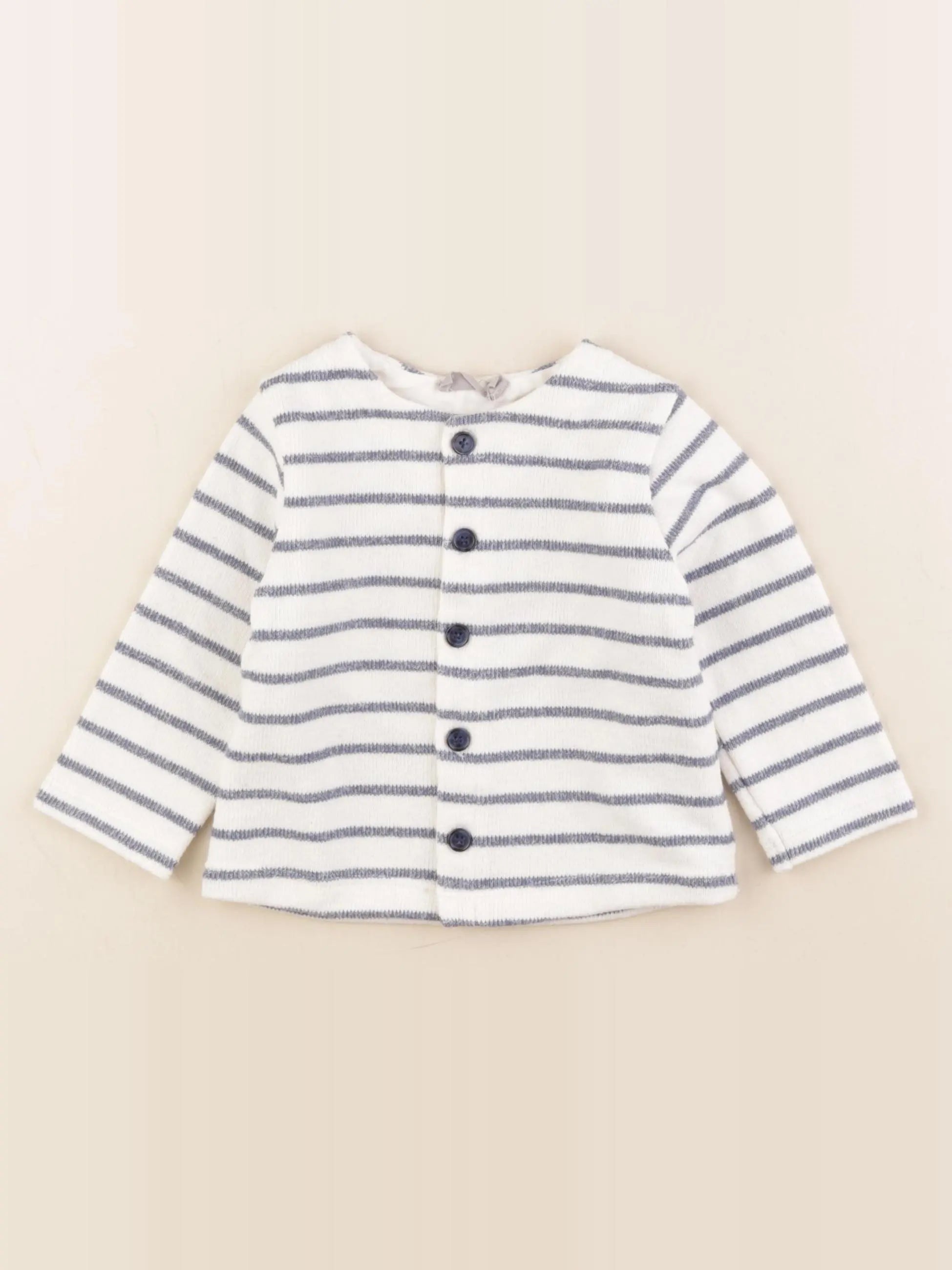 Boutchou - gilet blanc, bleu - 12 mois