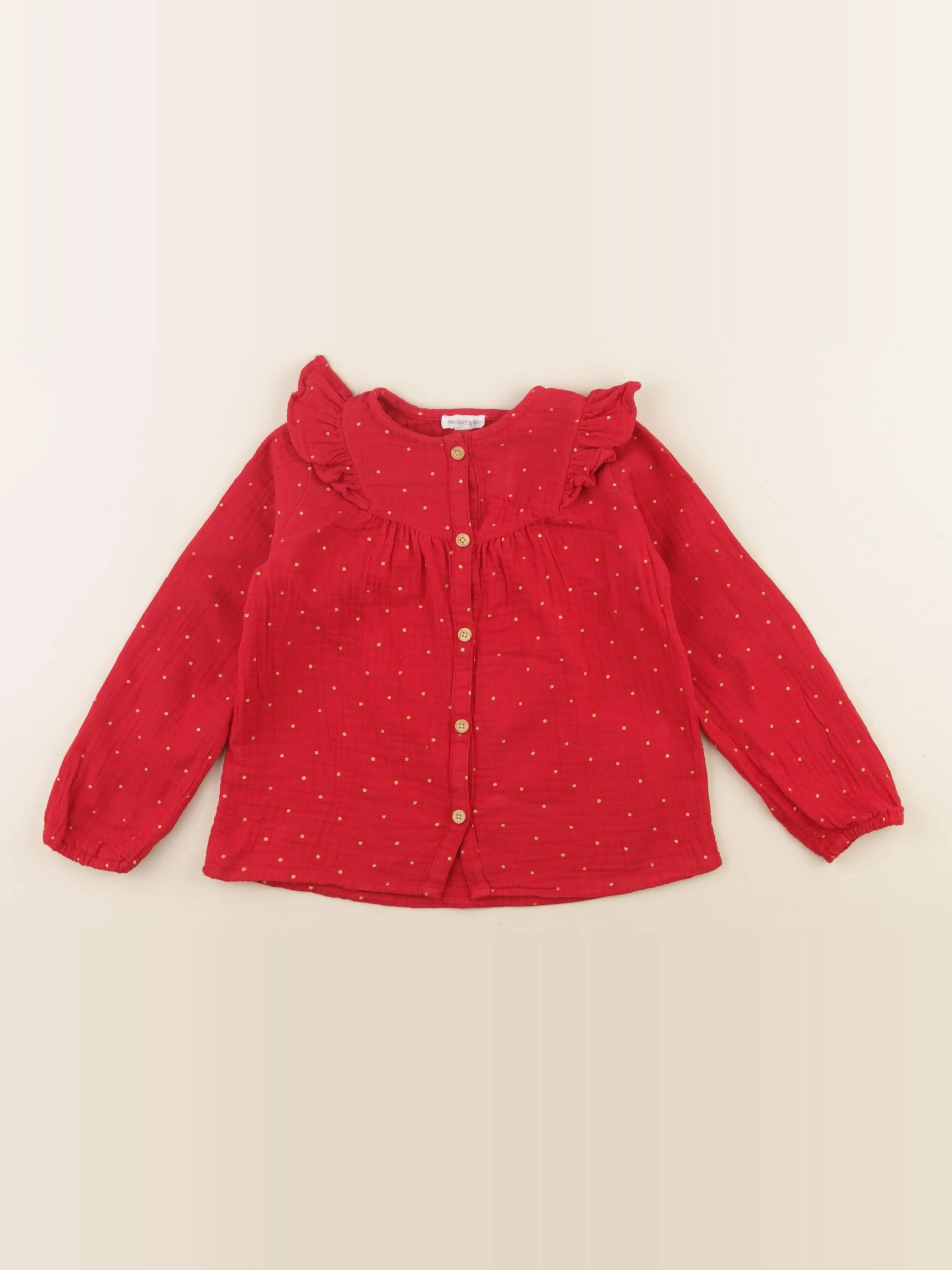 Vertbaudet - blouse rouge, or - 5 ans