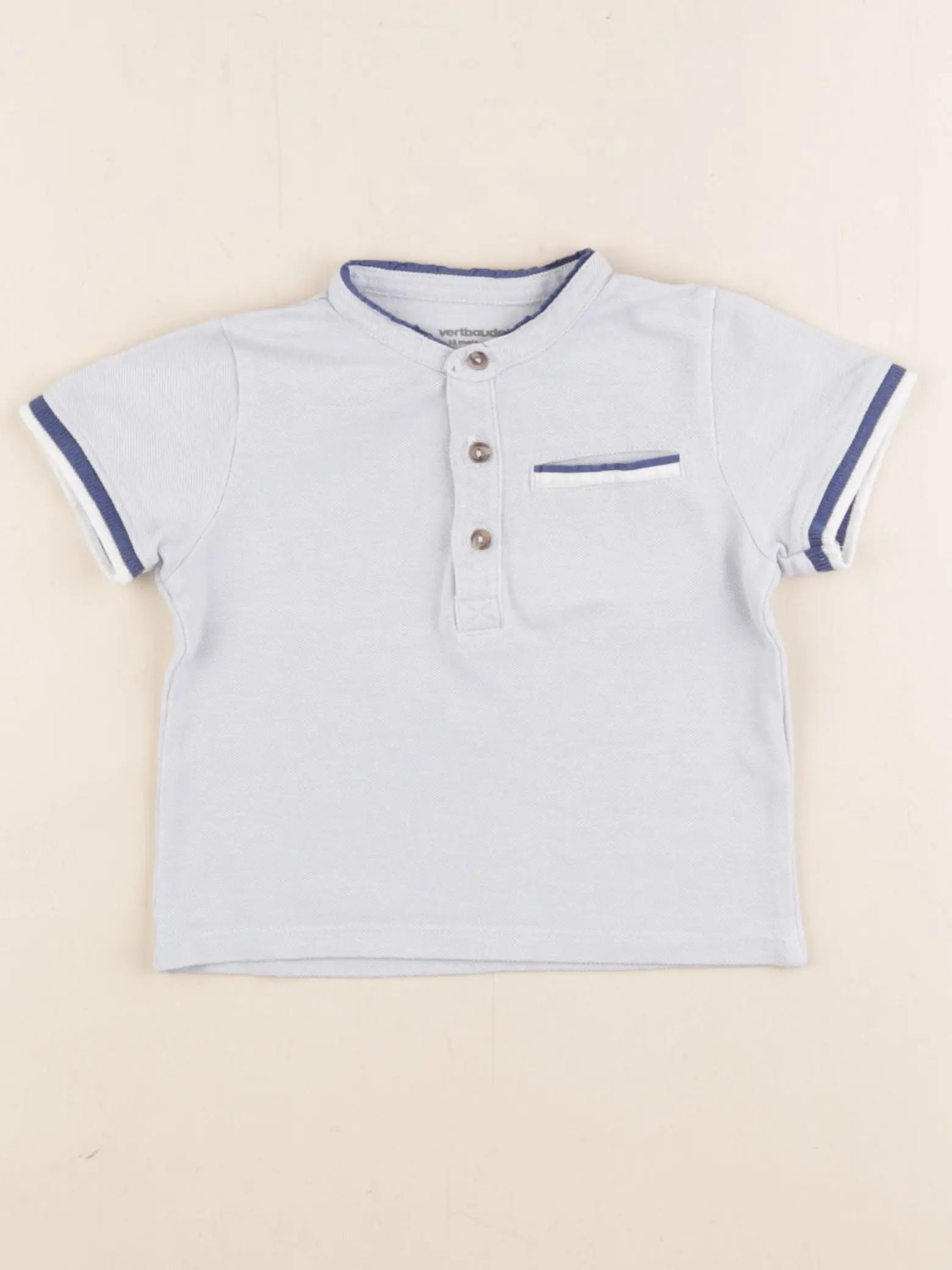 Vertbaudet - tee-shirt bleu - 12 mois