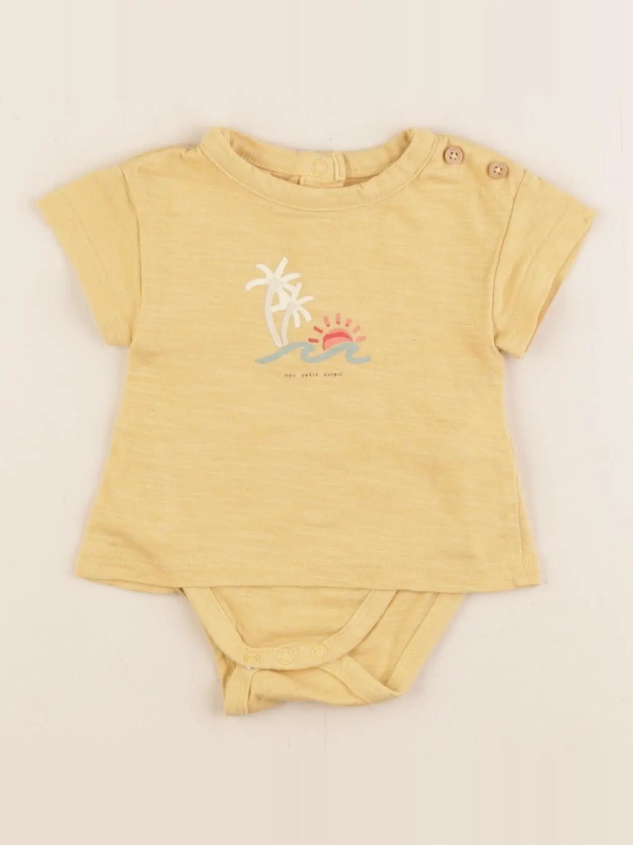 Vertbaudet - body tee-shirt jaune - 1 mois