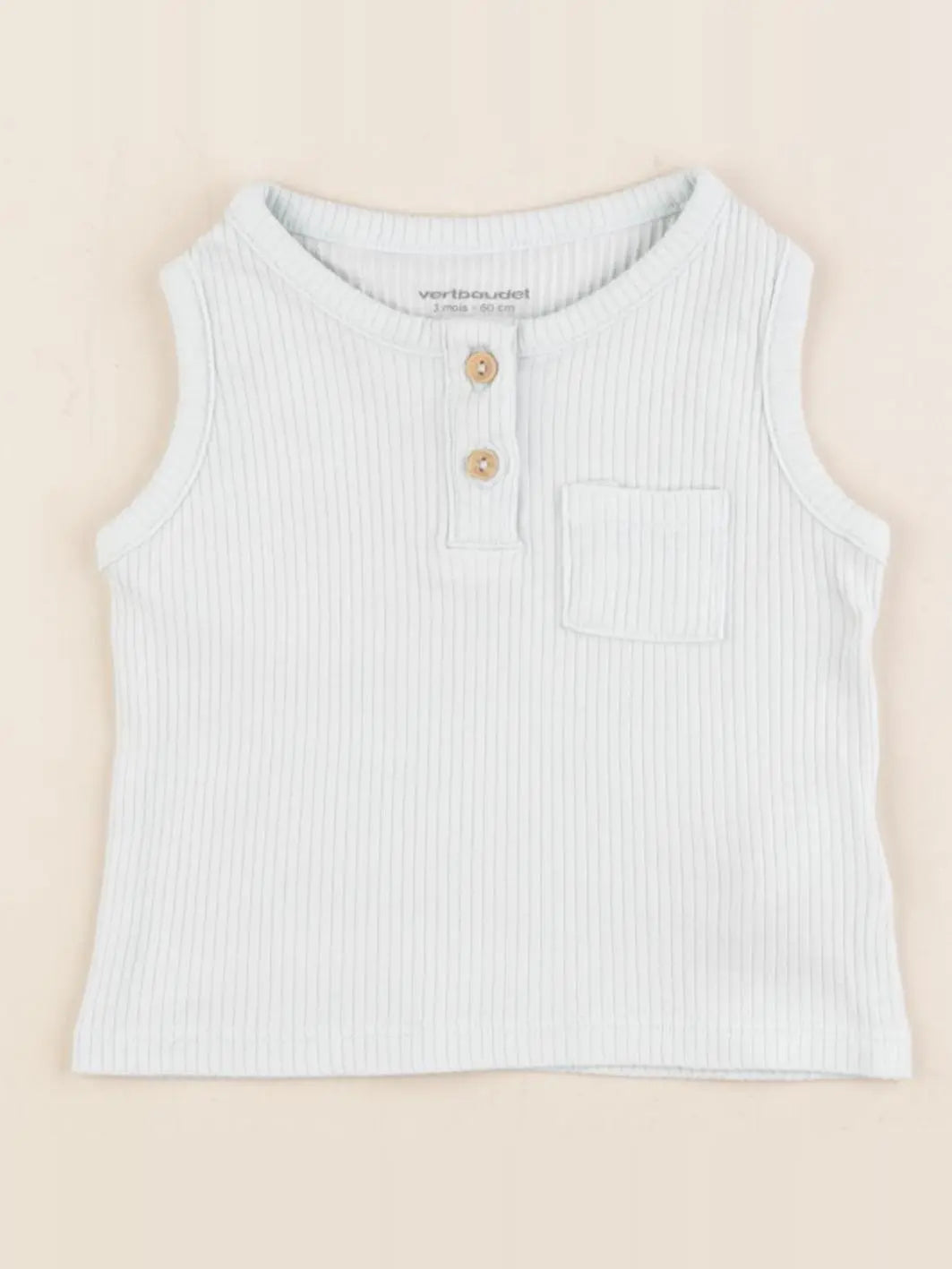 Vertbaudet - débardeur coton bleu - 3 mois