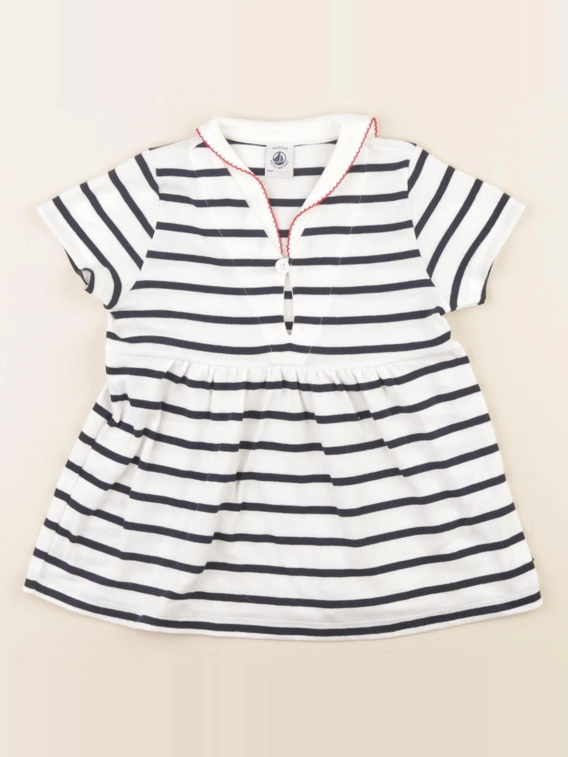 Petit Bateau - robe bleu, blanc - 6 mois