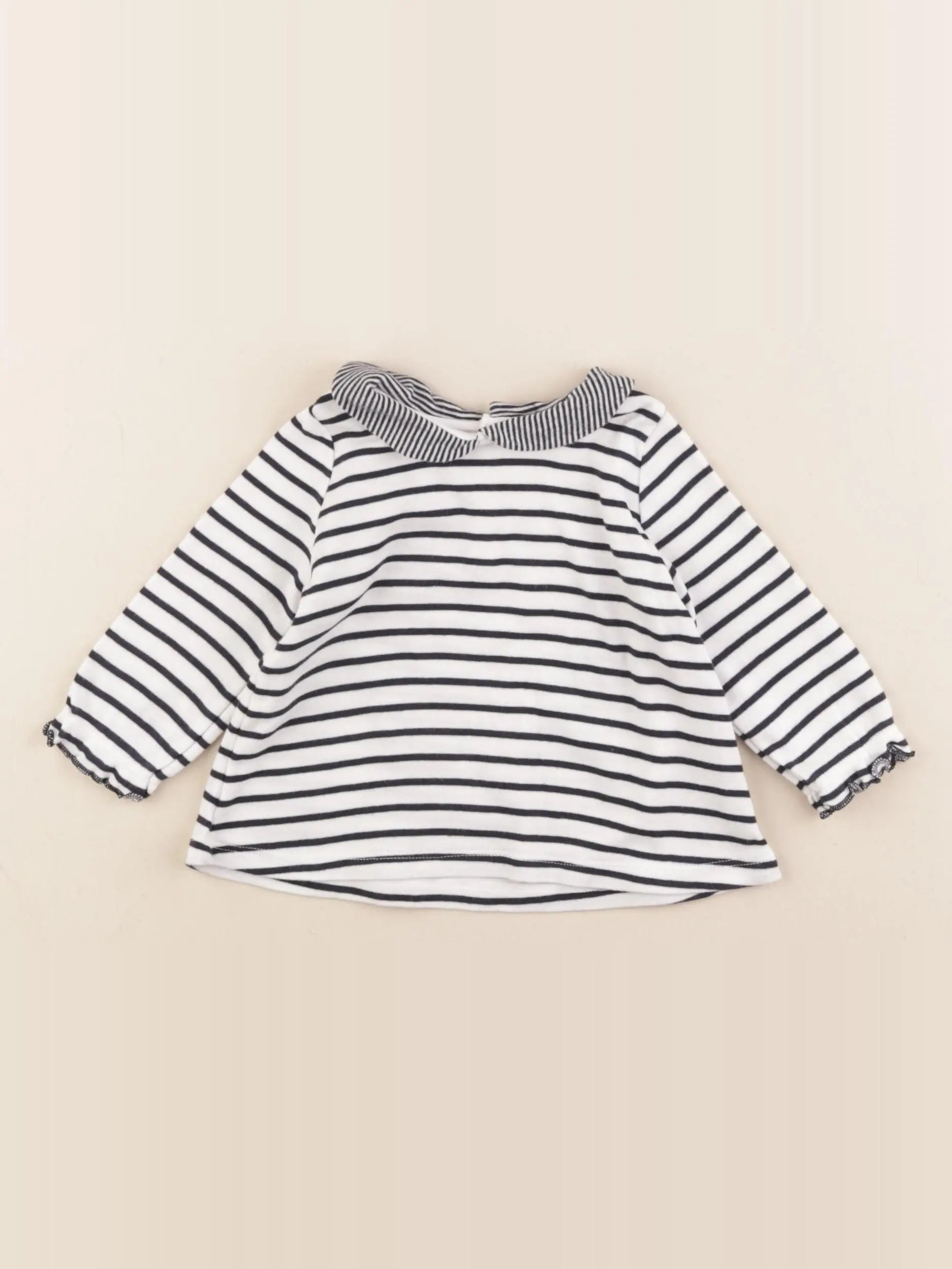 Petit Bateau - tee-shirt bleu, blanc - 6 mois