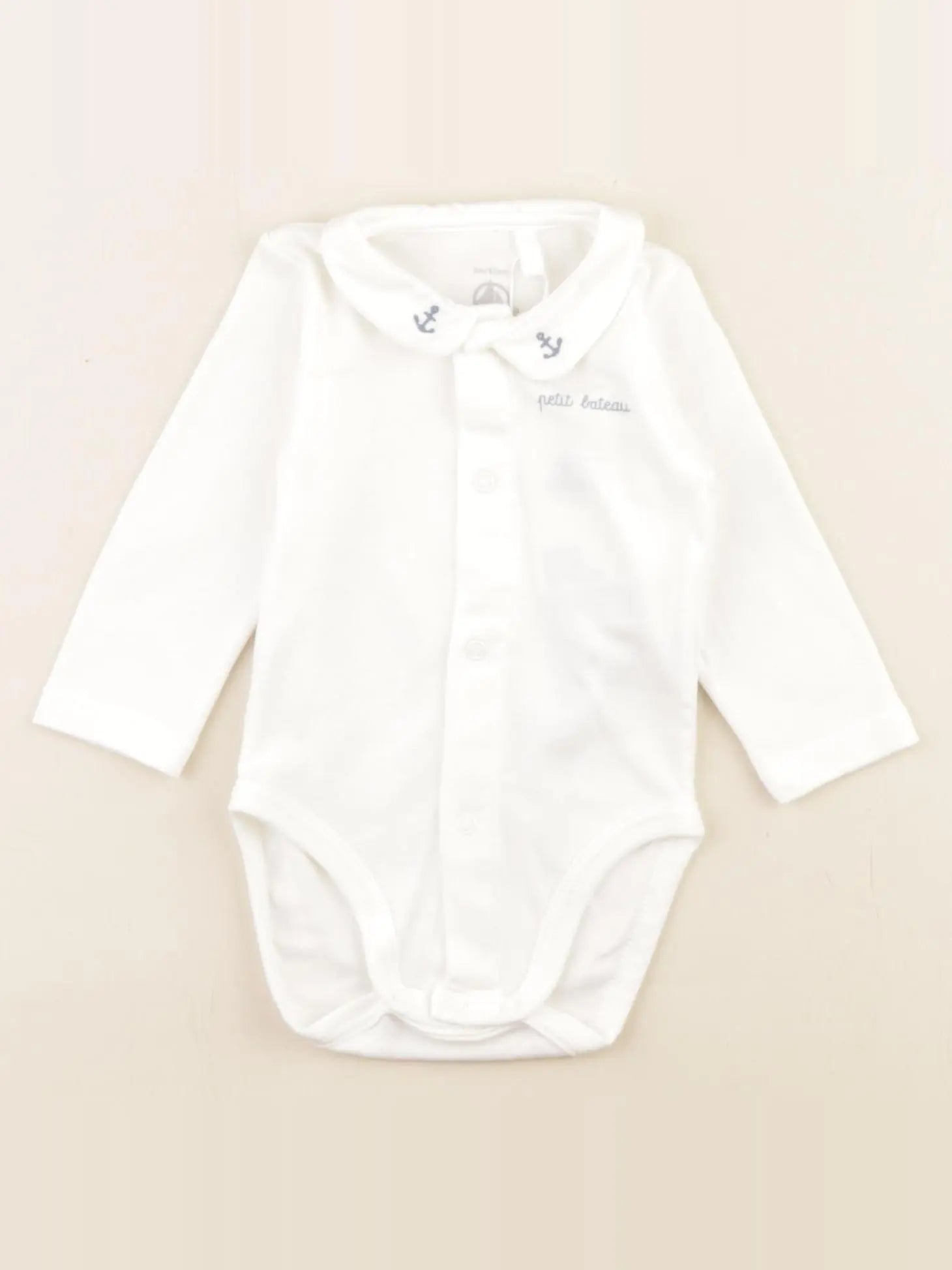 Petit Bateau - body à col blanc - 3 mois