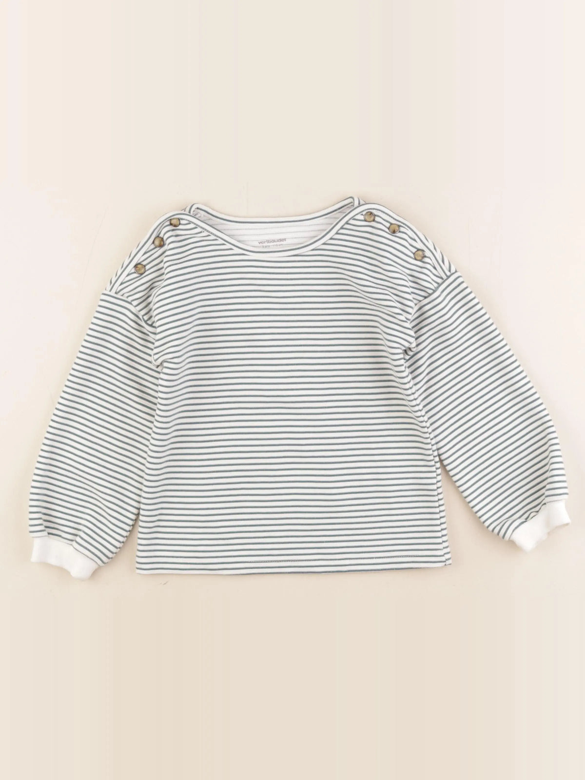 Vertbaudet - sweat blanc, vert - 5 ans