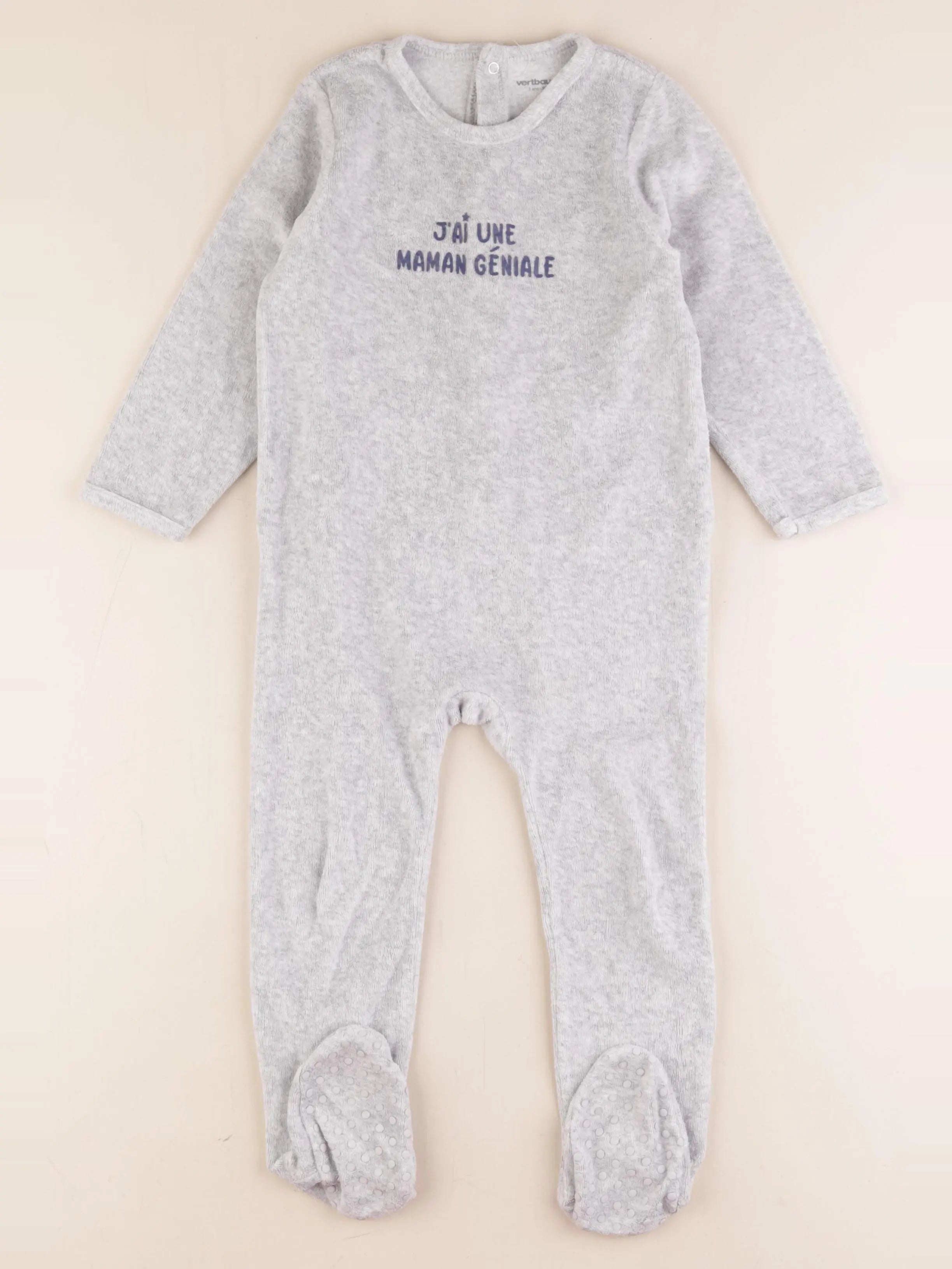 Vertbaudet - pyjama velours gris - 3 ans