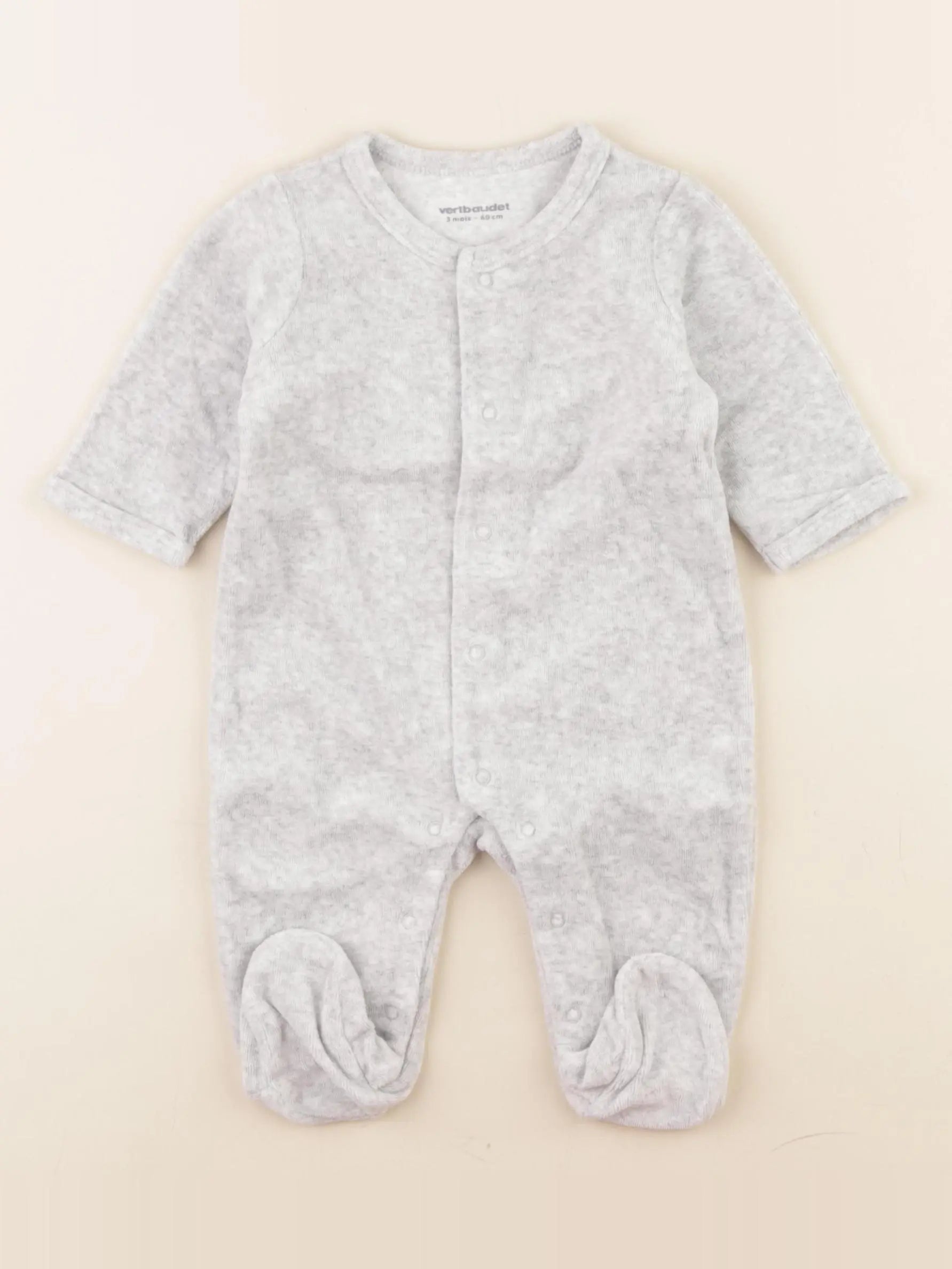 Vertbaudet - pyjama velours gris - 3 mois