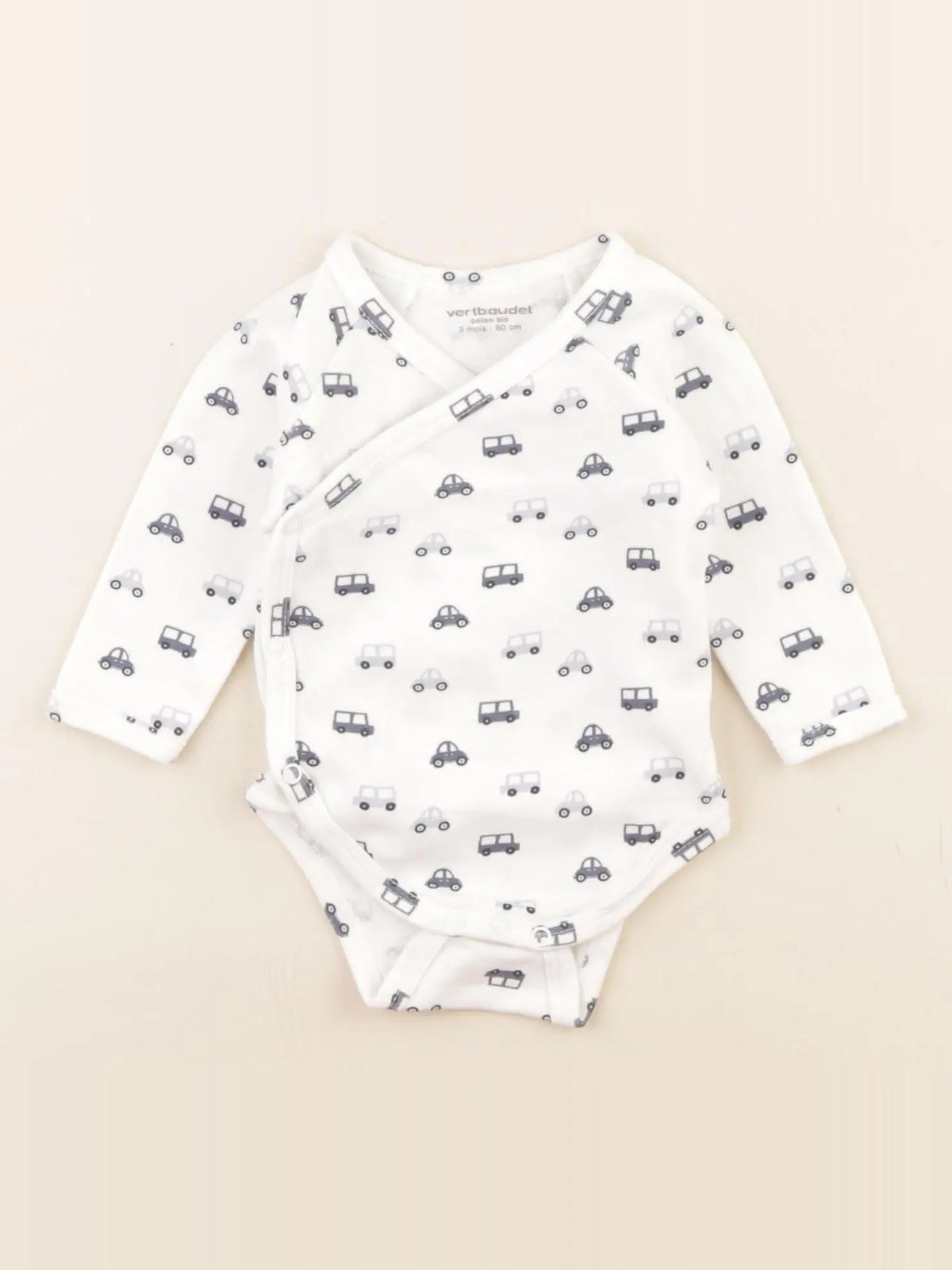 Vertbaudet - body blanc, bleu - 3 mois