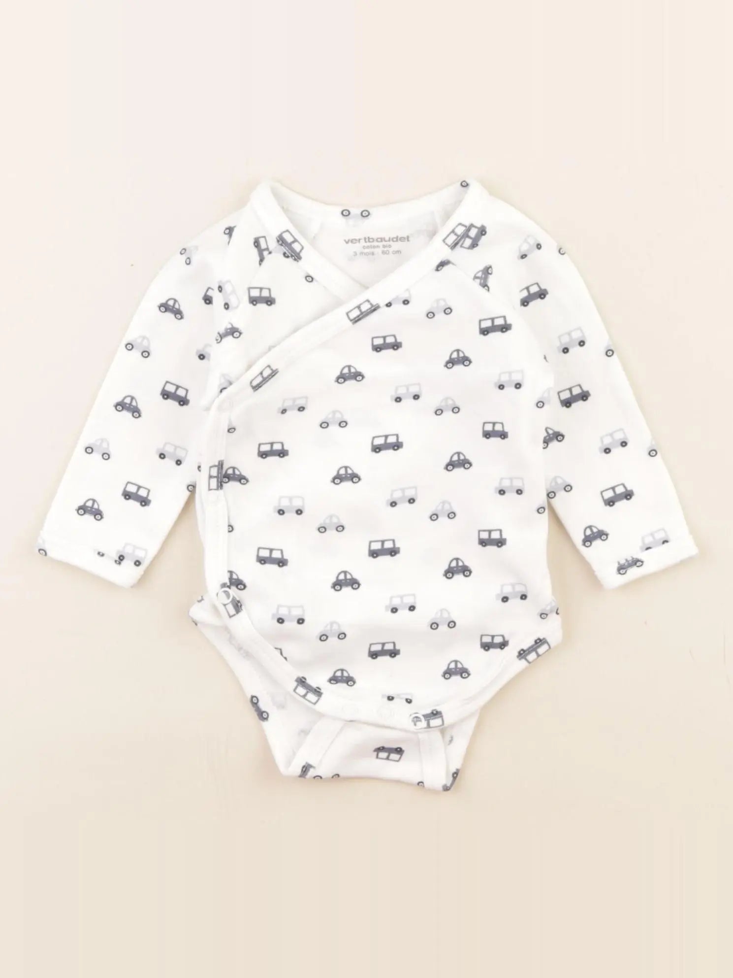 Vertbaudet - body blanc, bleu - 3 mois