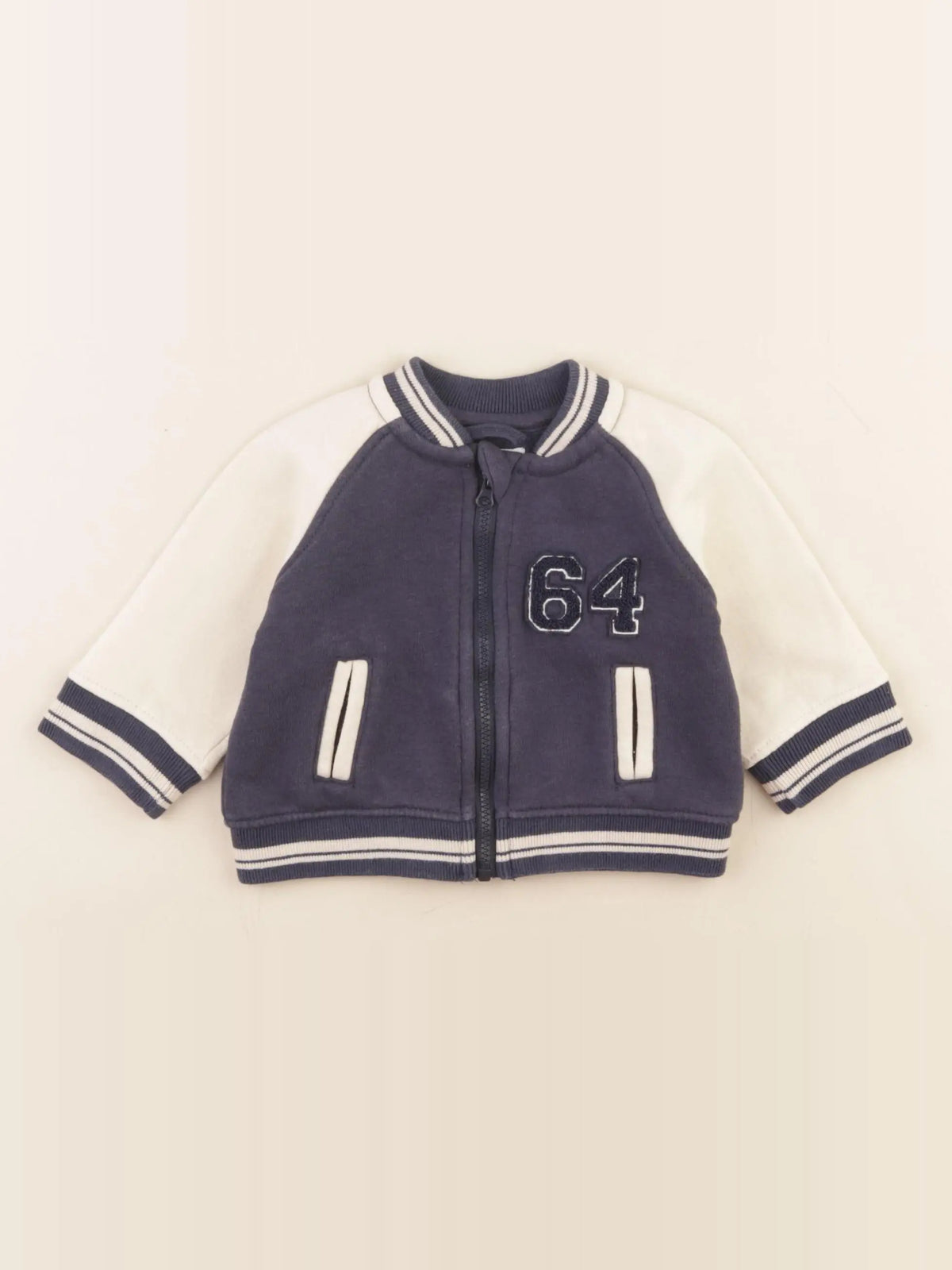 Vertbaudet - sweat blanc, bleu - 3 mois