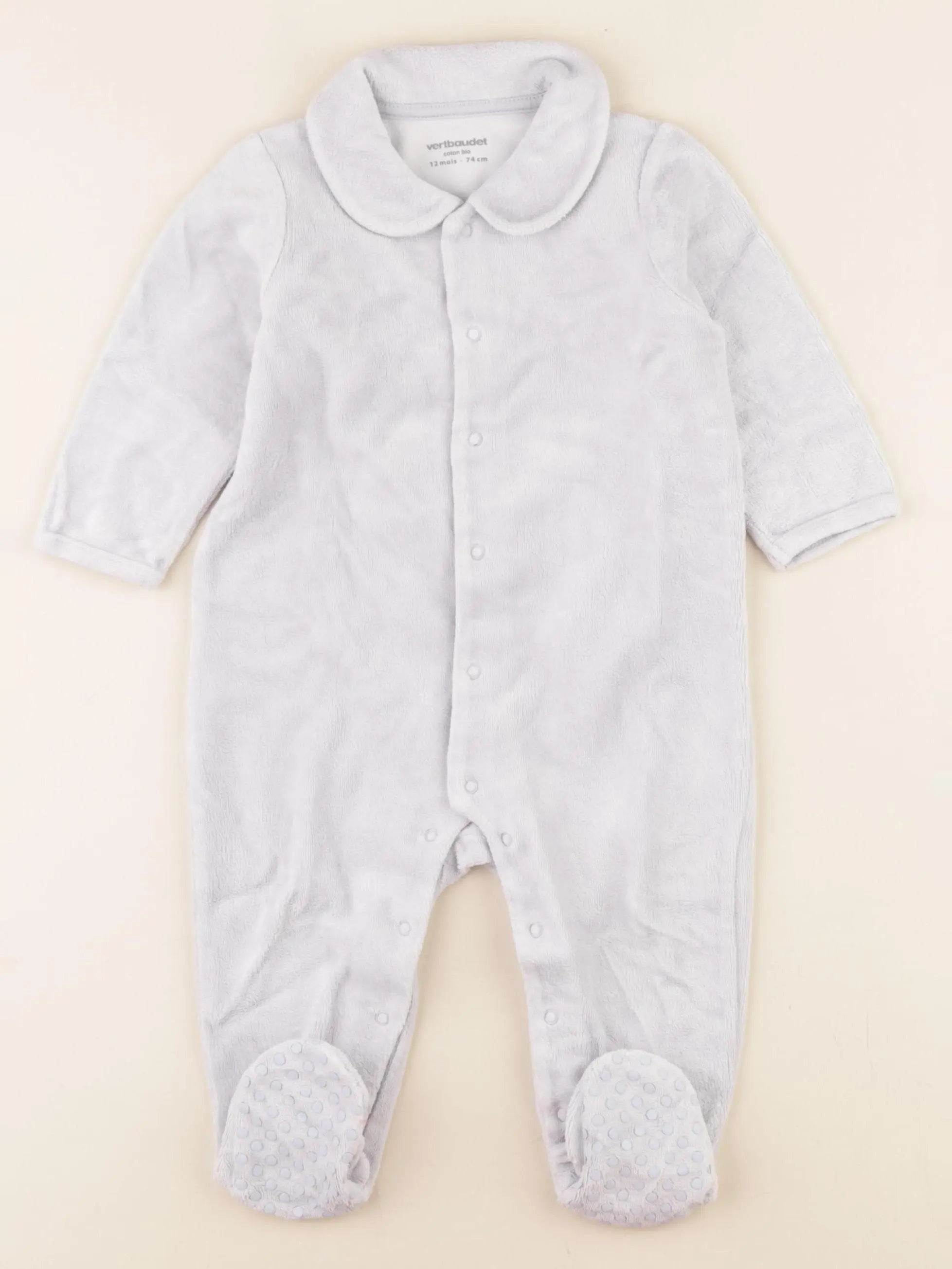 Vertbaudet - pyjama velours bleu - 12 mois