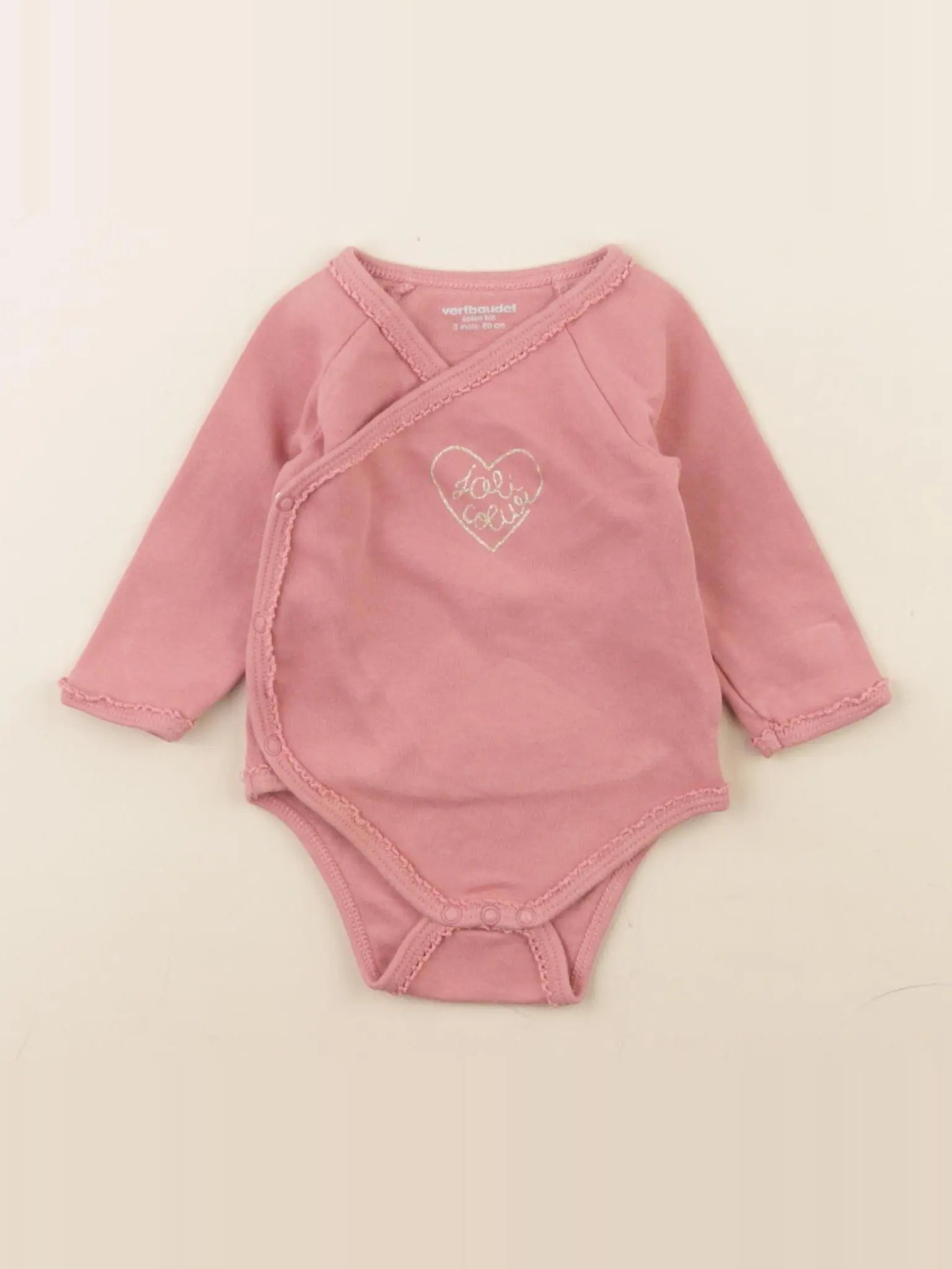 Vertbaudet - body rose - 3 mois