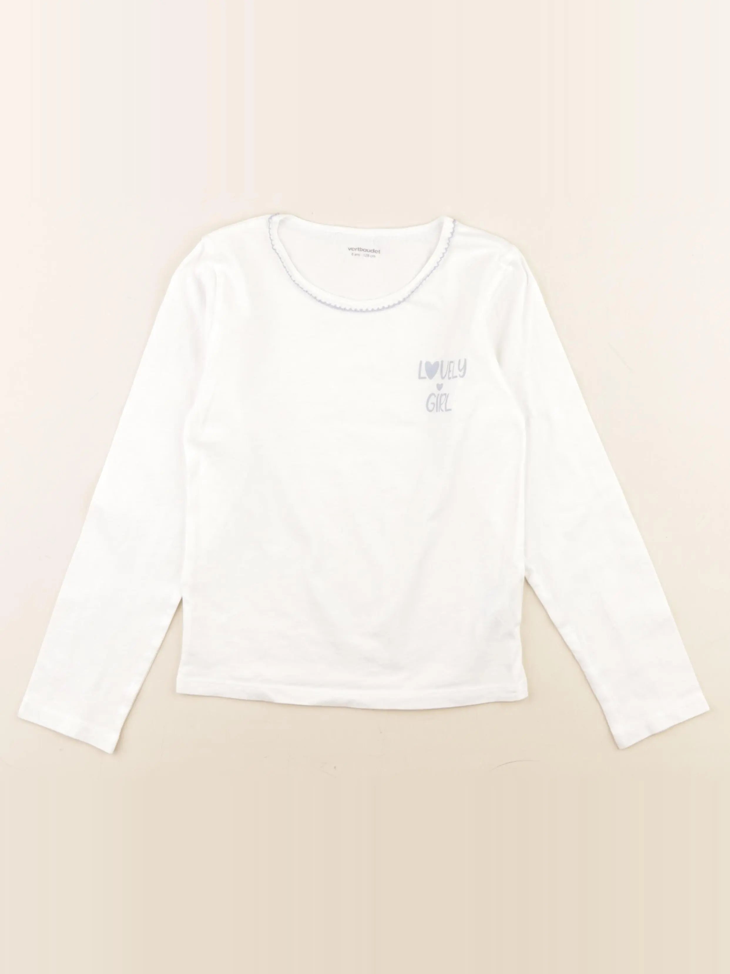 Vertbaudet - maillot de corps blanc, bleu - 8 ans